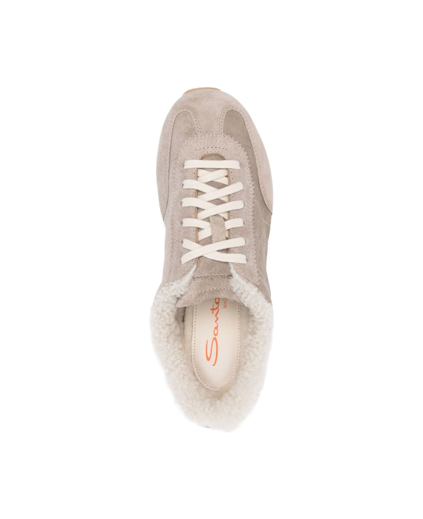 Santoni Santoni Suede And Shearling Sneakers - Brown