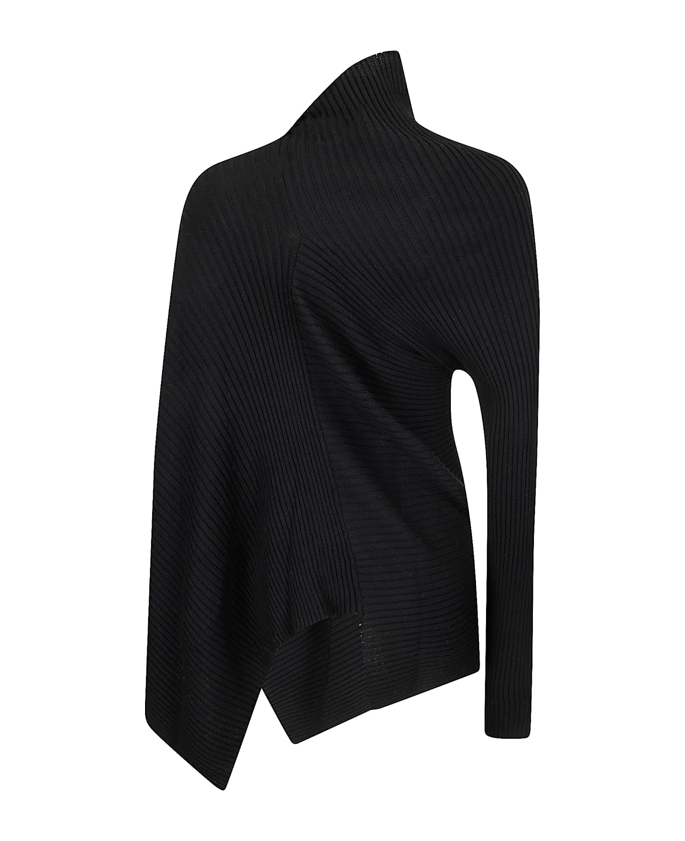 Marques'Almeida Merino Wool Knitted Draped Jumper - BLACK