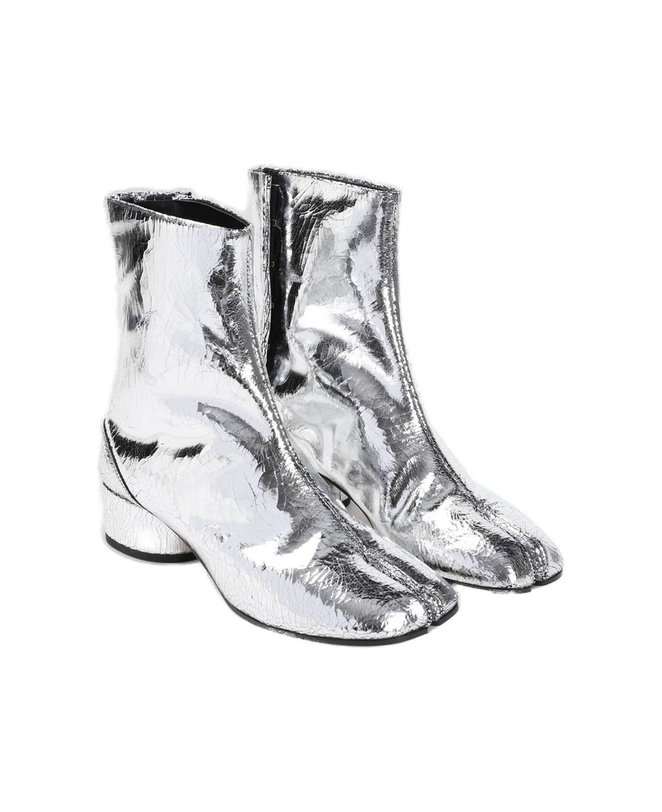 Maison Margiela Tabi Mirror Split-toe Ankle Boots - GREY/METALLIC