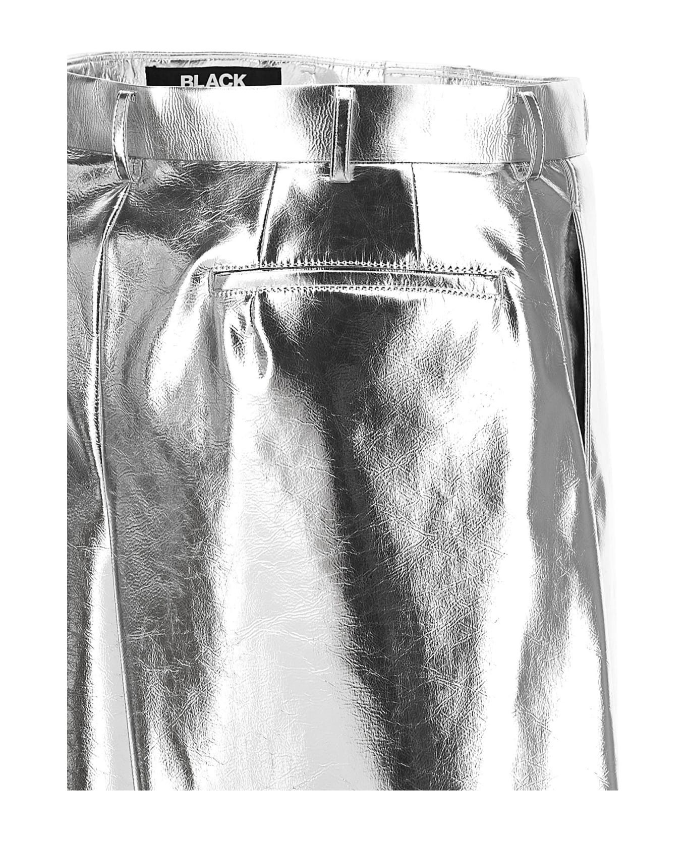 Black Comme des Garçons Laminated Bermuda Shorts - Silver ショートパンツ