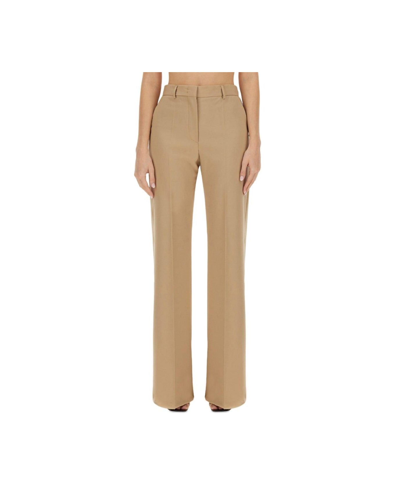 SportMax High Waist Straight Leg Pants - BEIGE