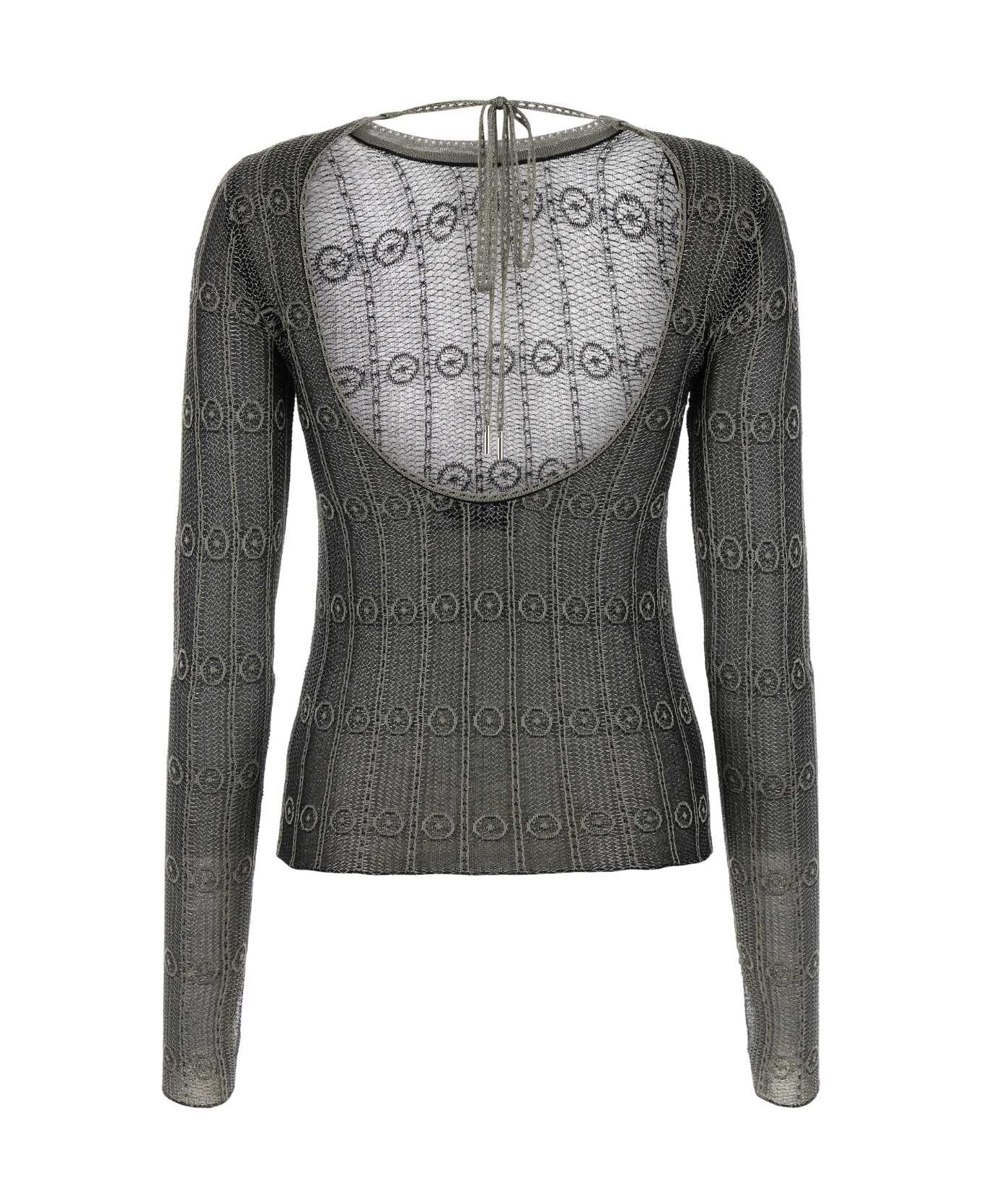 The Attico Embroidered Mesh Top - BLACKILVER