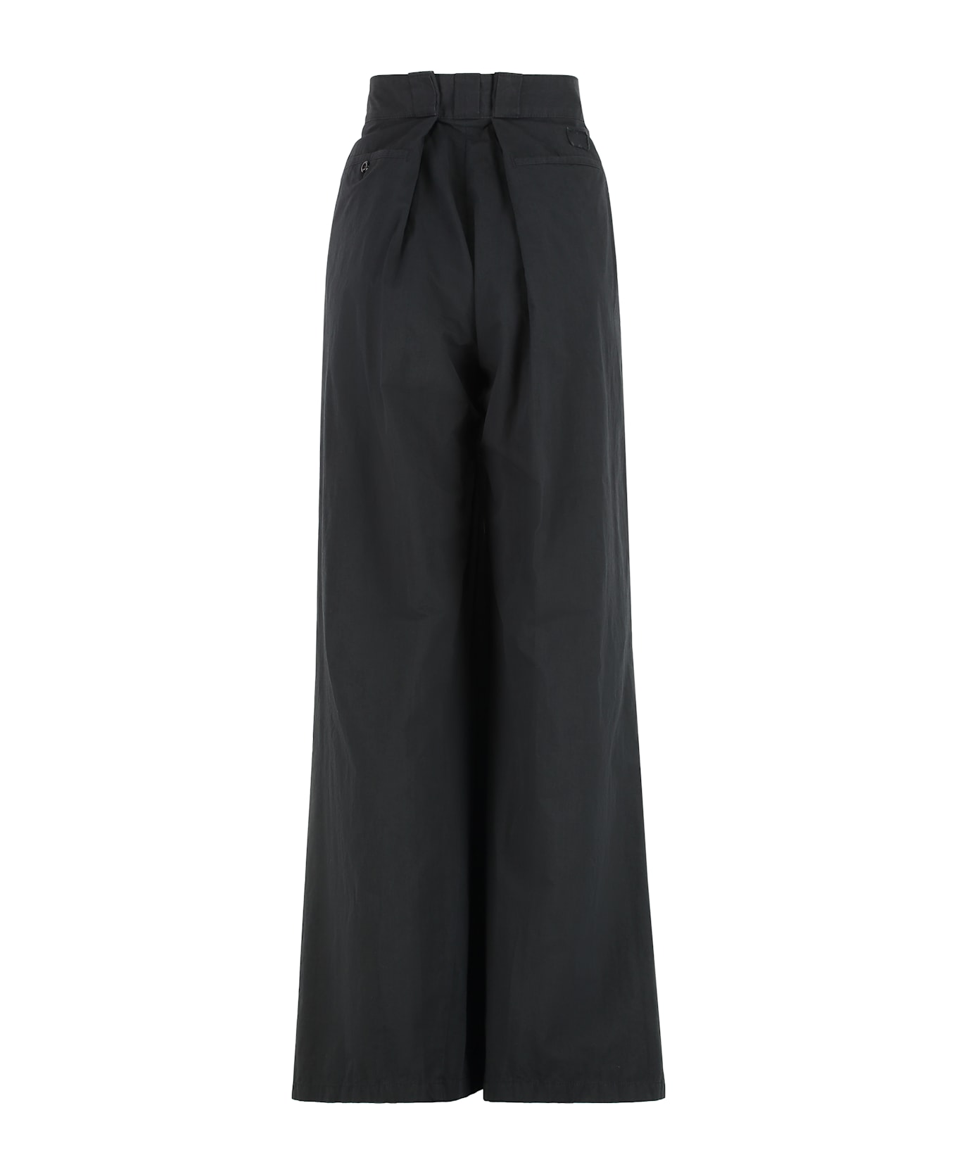 Maison Margiela Cotton Blend Wide Leg Trousers - BLACK