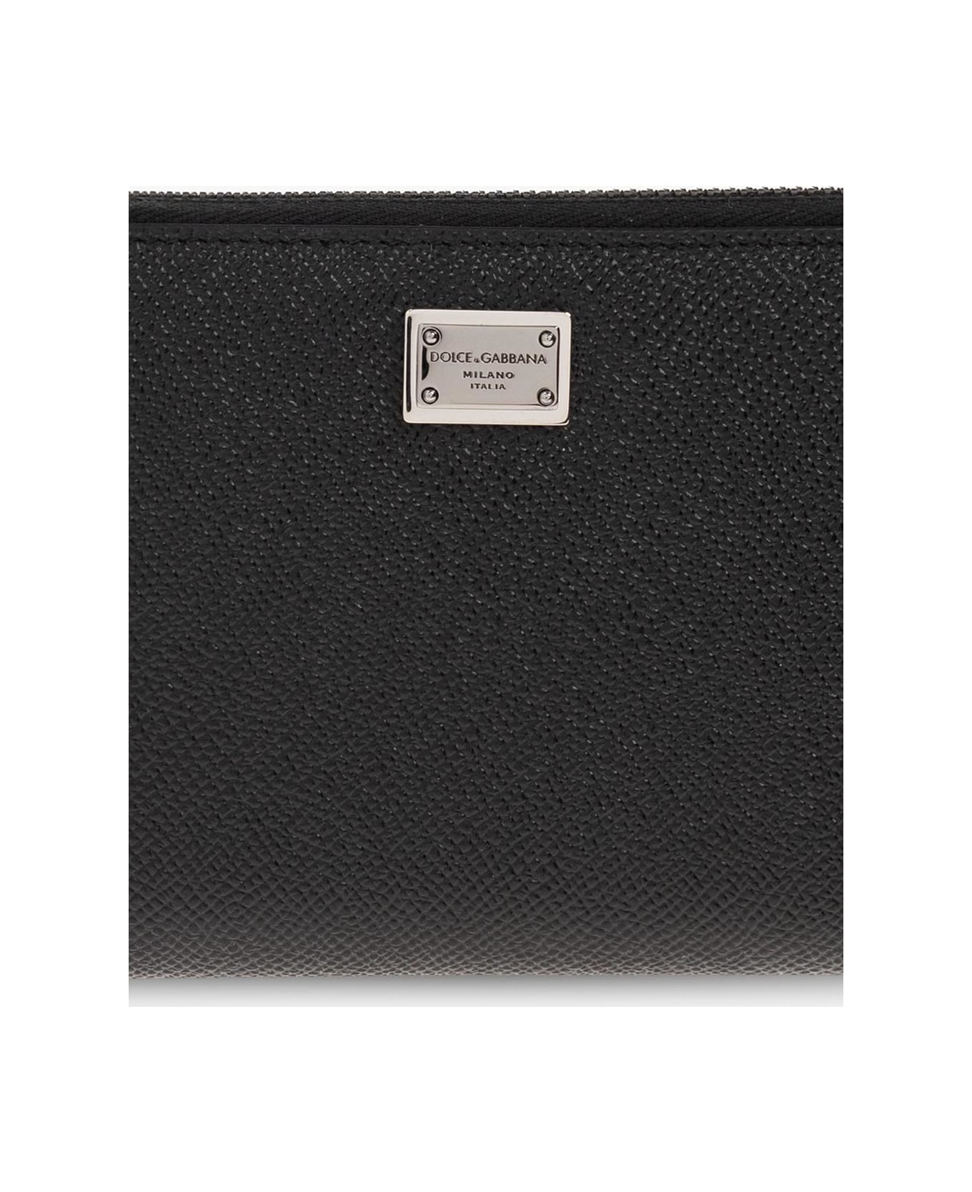 Dolce & Gabbana Logo Plaque Zip-around Wallet - Black