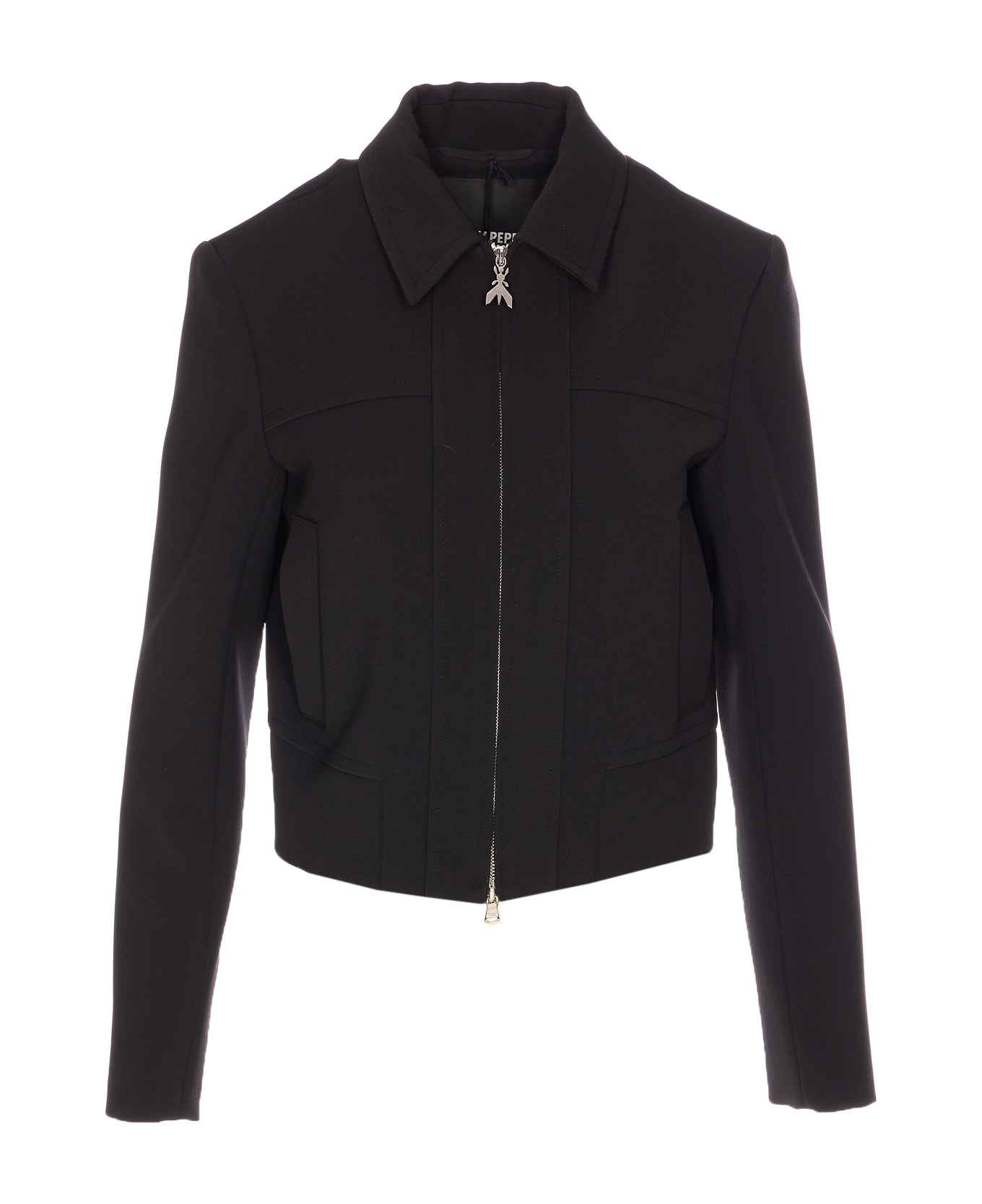 Patrizia Pepe Cropped "essential" Zipped Jacket - Black