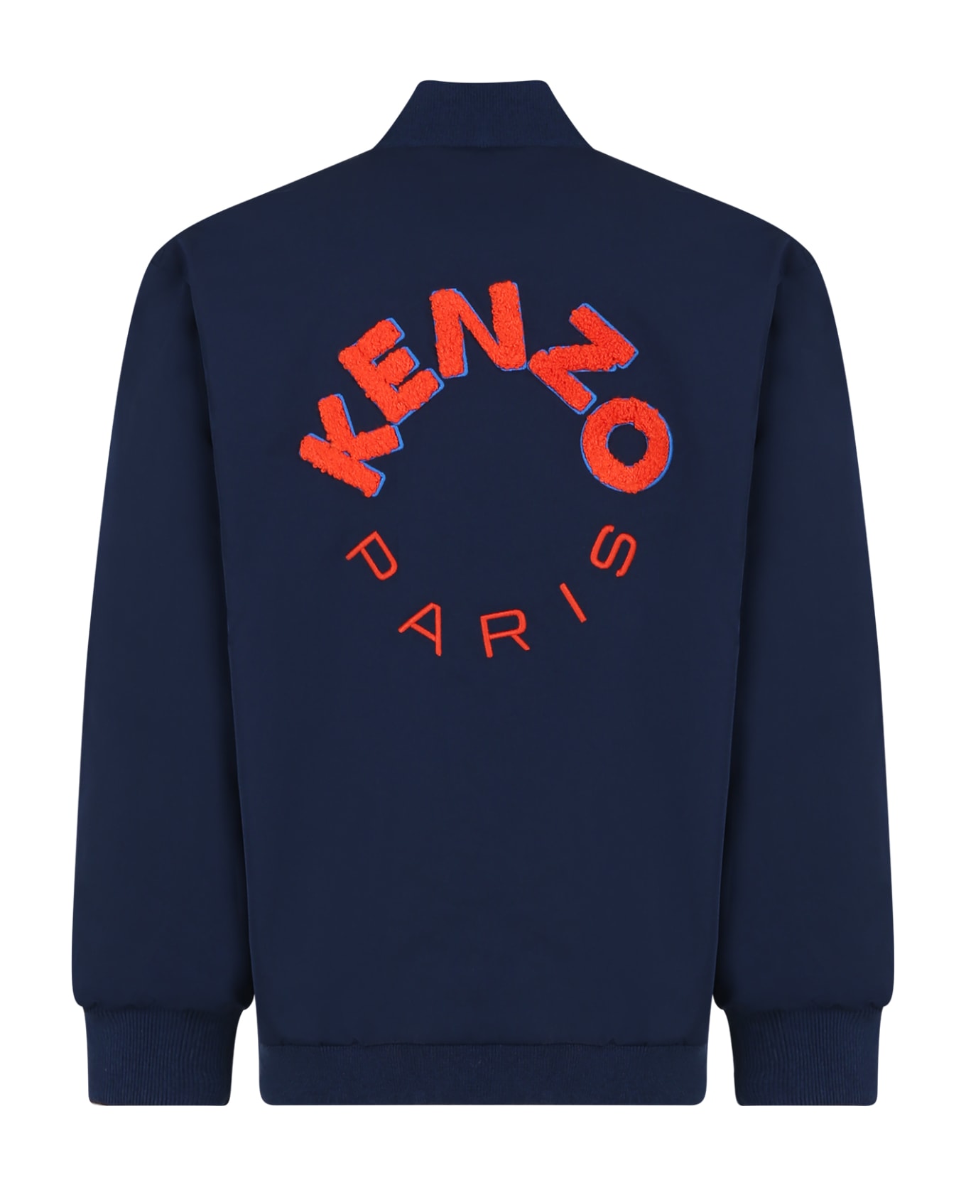 Kenzo Kids Blue Jacket For Boy With Logo - Blu コート＆ジャケット