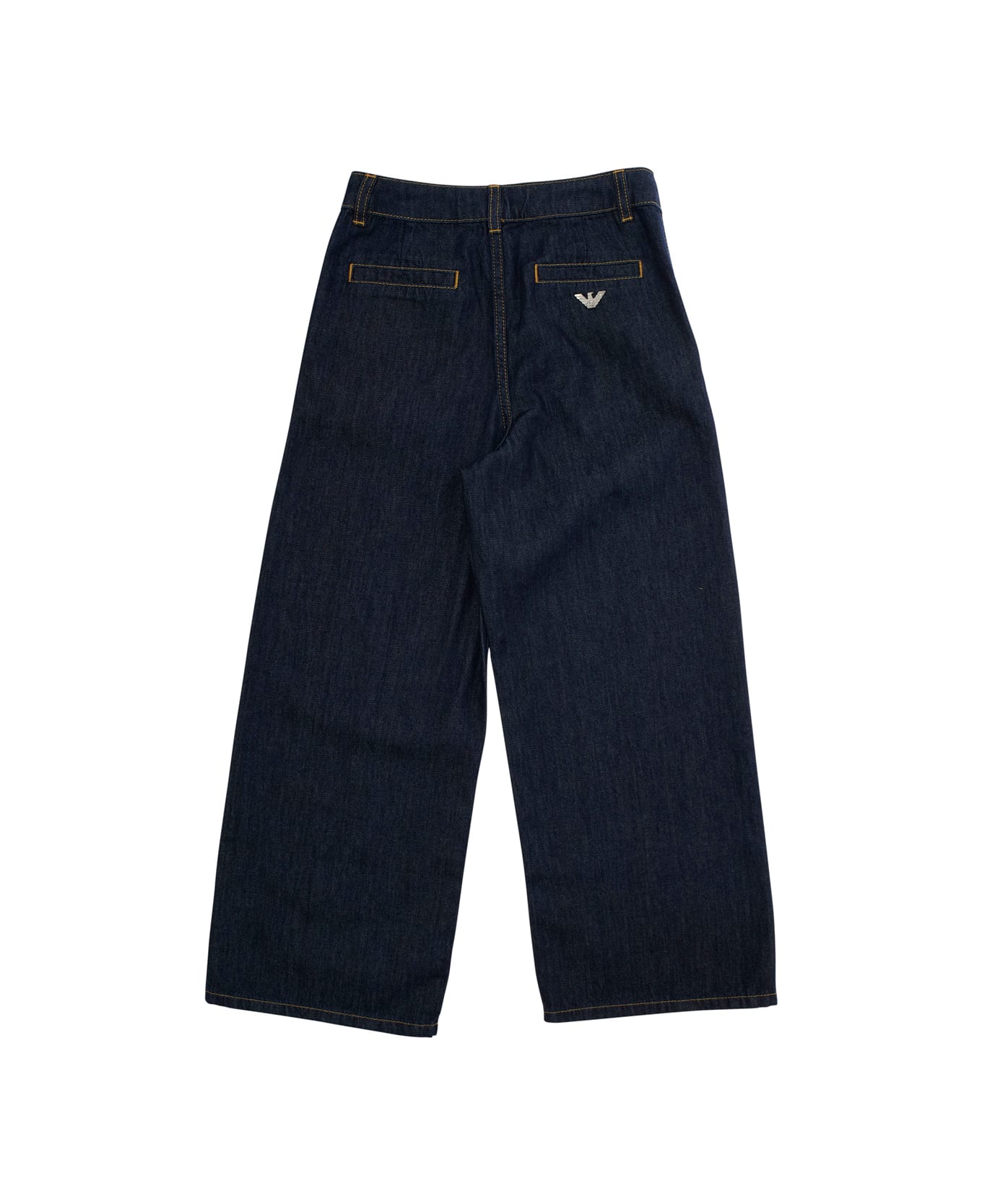 Emporio Armani Blue Jeans With Logo Patch On The Rear And Belt Loops In Denim Girl - Blu