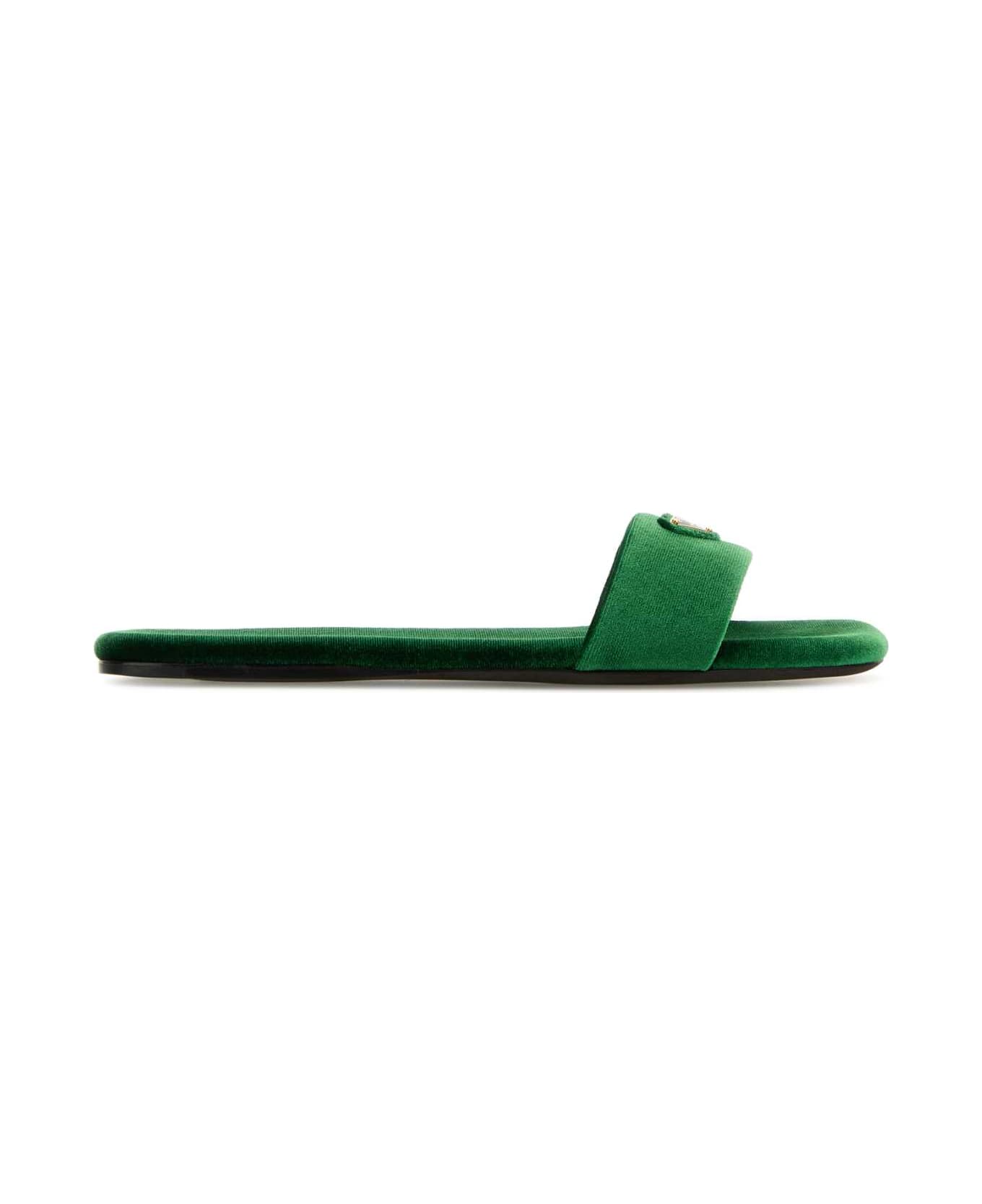 Prada Green Velvet Slippers - ALLORO