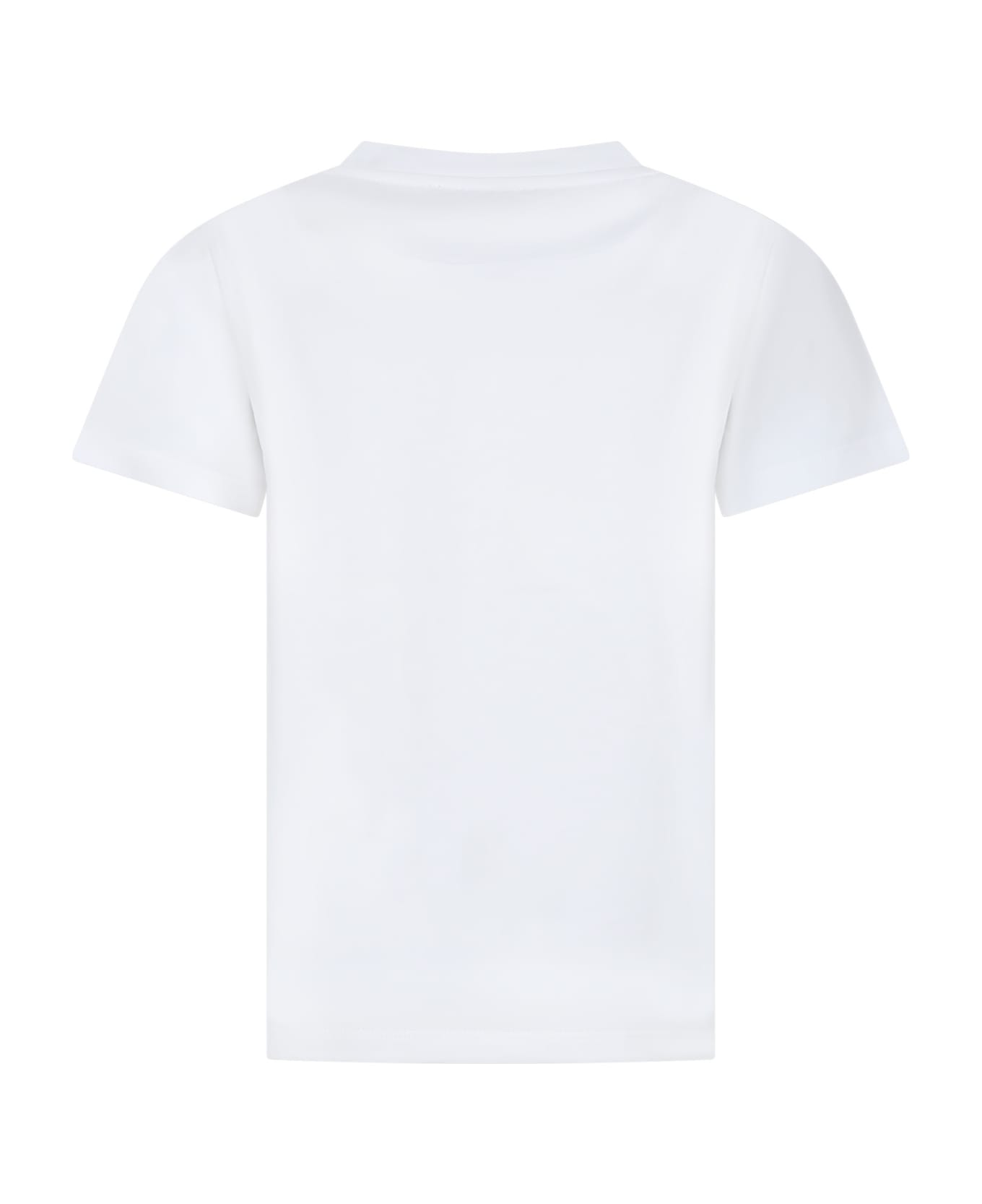 Balmain White T-shirt For Girl With Logo And Rhinestones - White/black