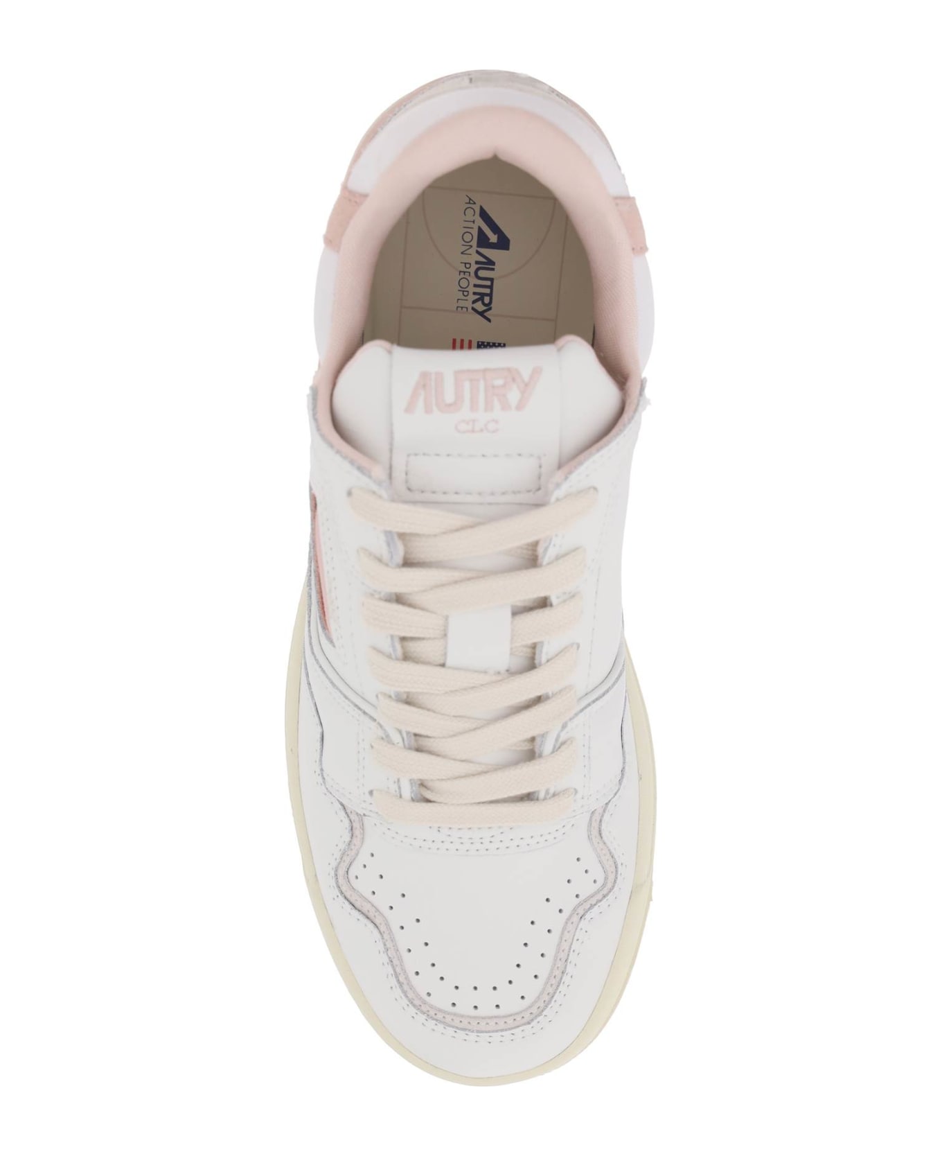 Autry Clc Sneakers In White And Pink Leather - White