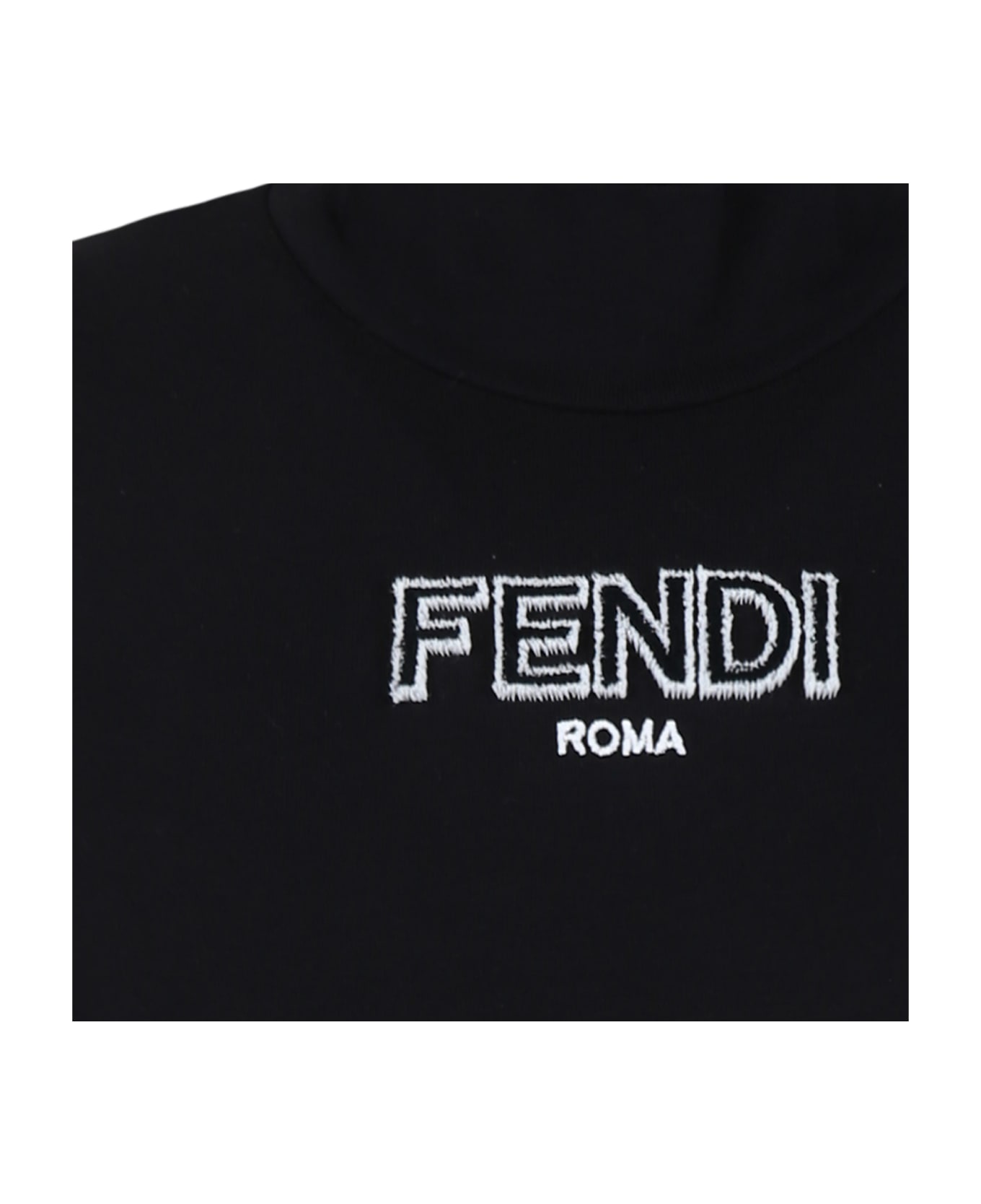 Fendi Black Dress For Girl With Logo - Black