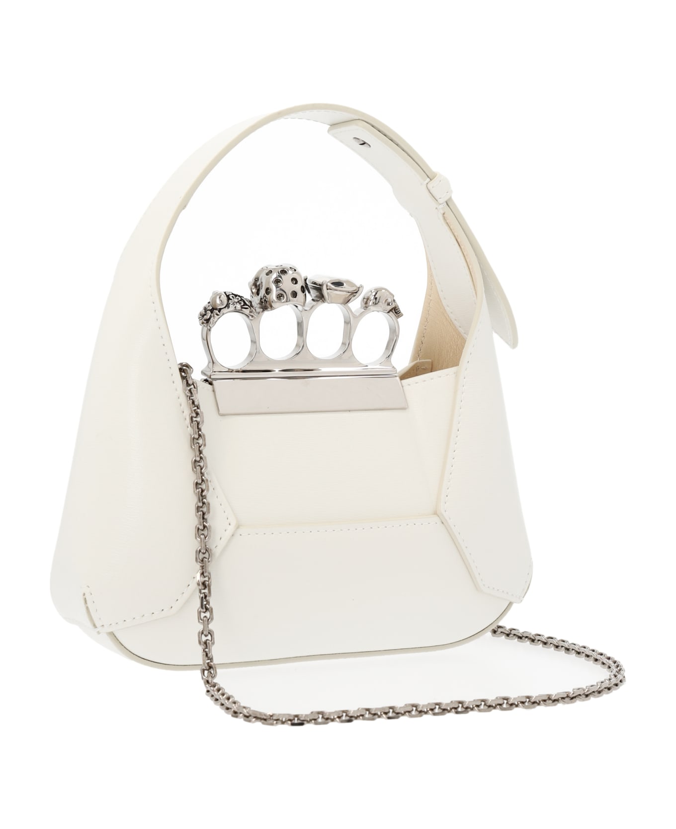Alexander McQueen Jewelled Hobo Mini Handbag - Bianco
