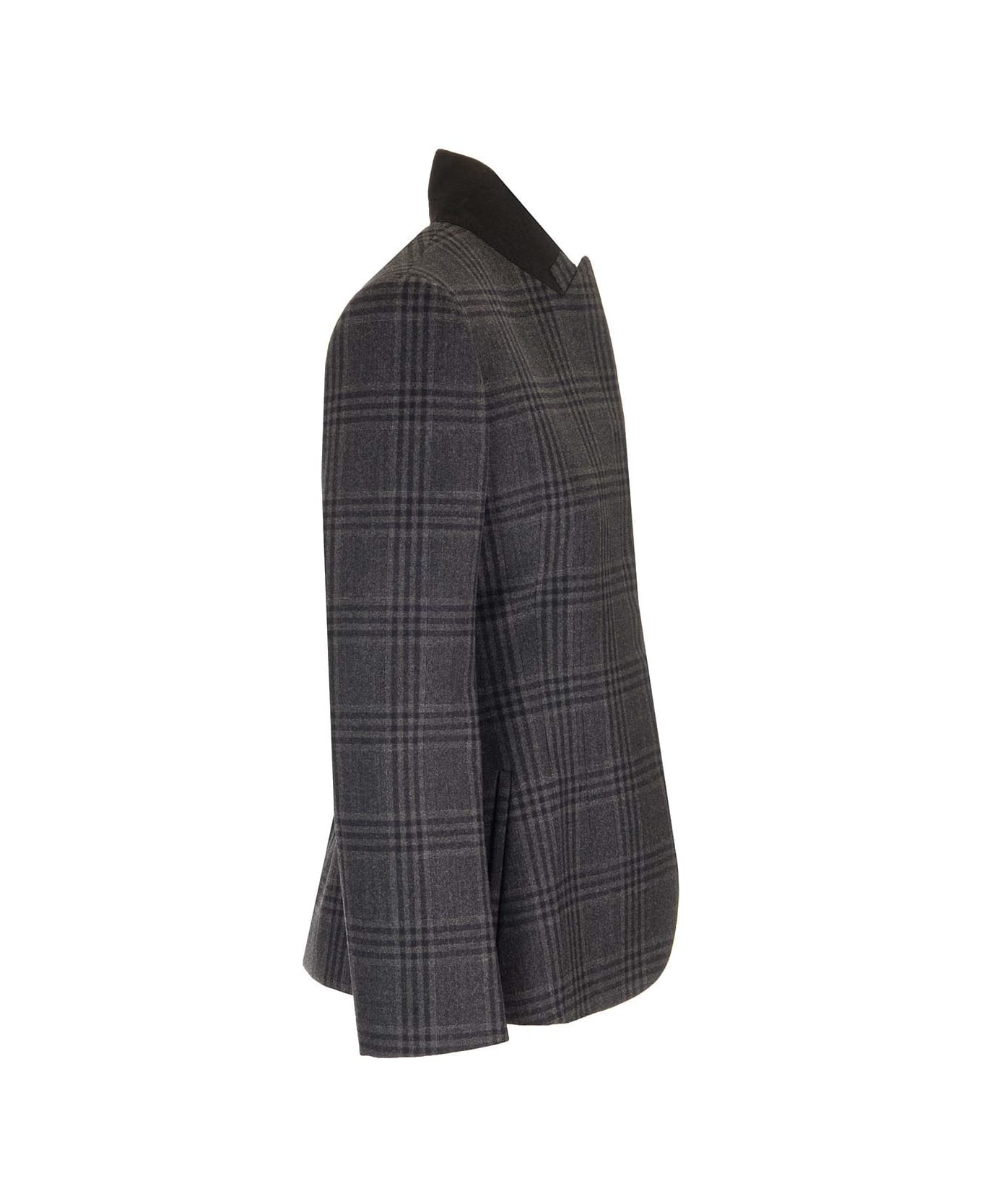 Fendi Tailored Blazer In Checked Wool - Grey