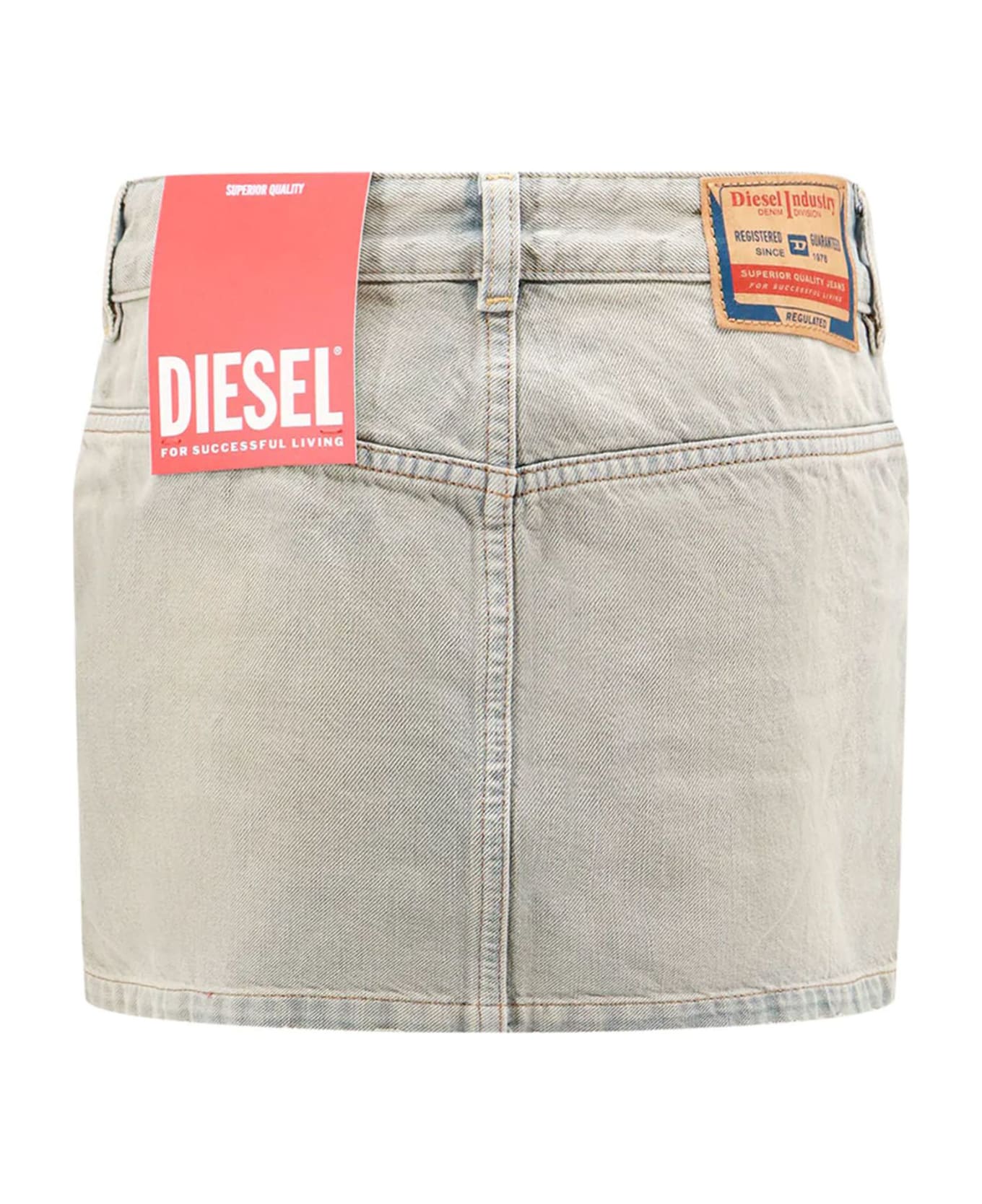 Diesel De-ron Low-rise Denim Miniskirt - Beige
