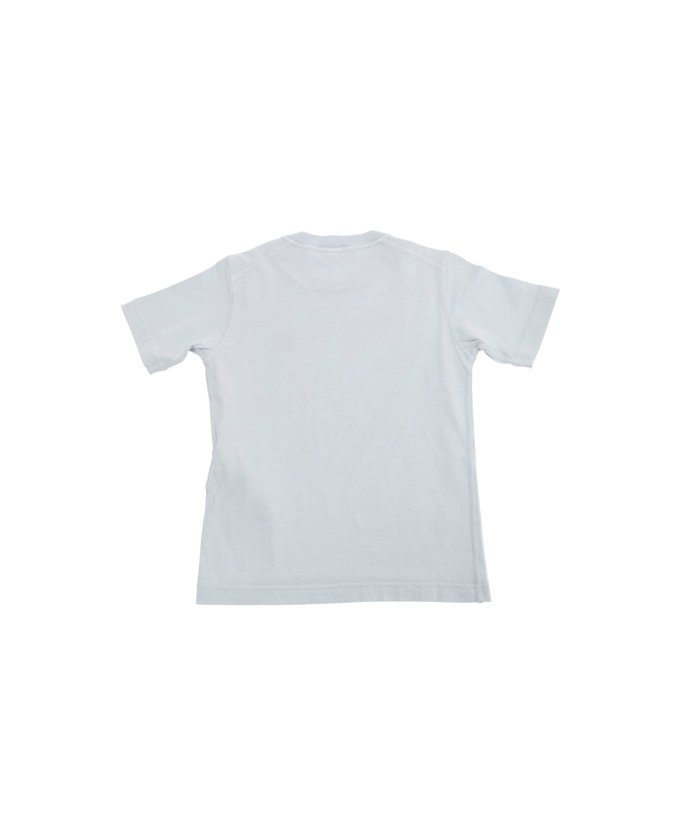Stone Island Junior Light Blue T-shirt With Round Neck And Logo Patch On The Front In Cotton Boy - Light blue