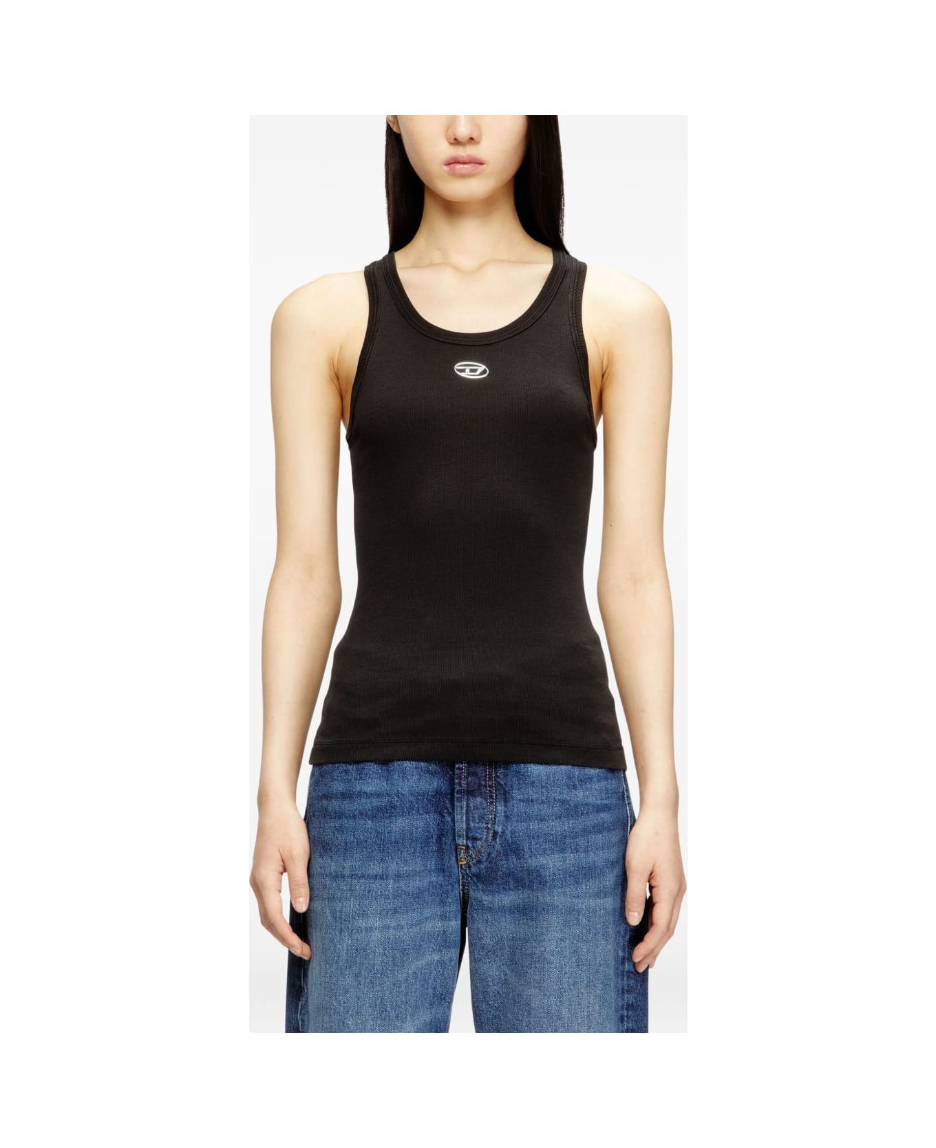 Diesel Logo Cotton Tank Top - Black