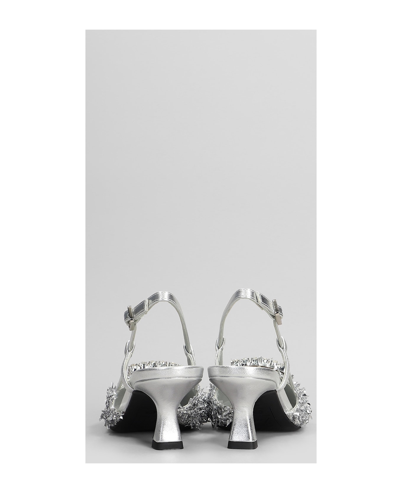 Roberto Festa Stefi Pumps In Silver Leather And Fabric - silver
