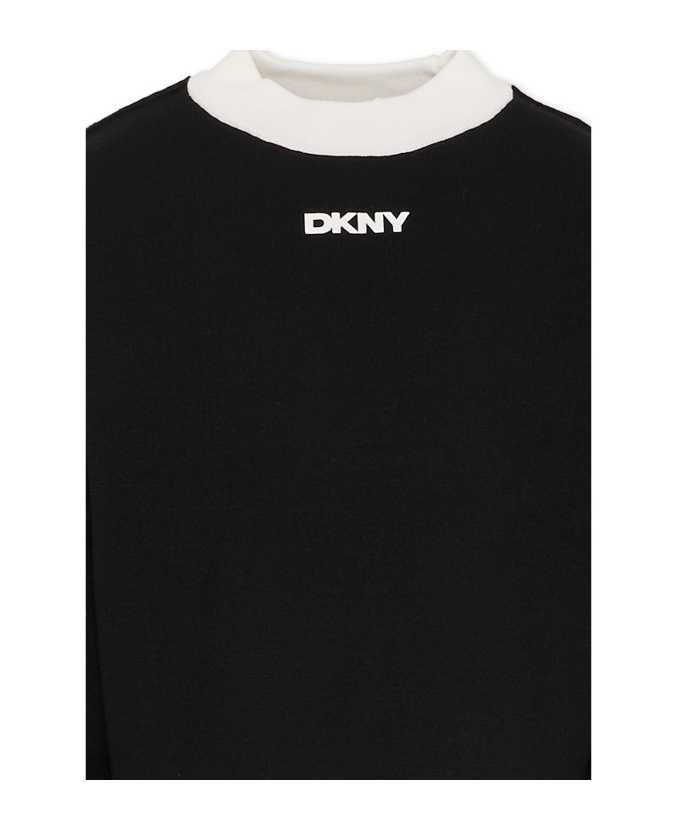 DKNY Reversible Black Crop Sweater For Girl With Logo - Black