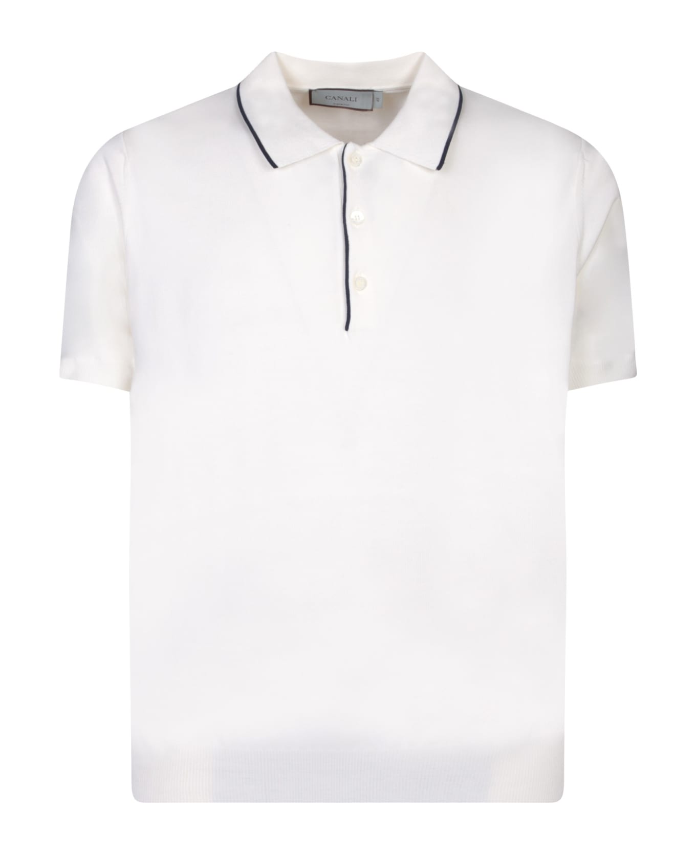 Canali Edges Blue/white Polo Shirt - White ポロシャツ