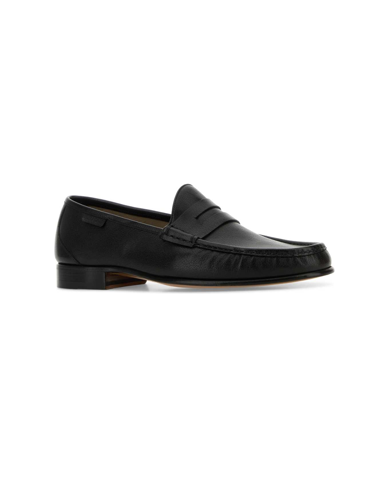 Tom Ford Black Leather Loafers - BLACK