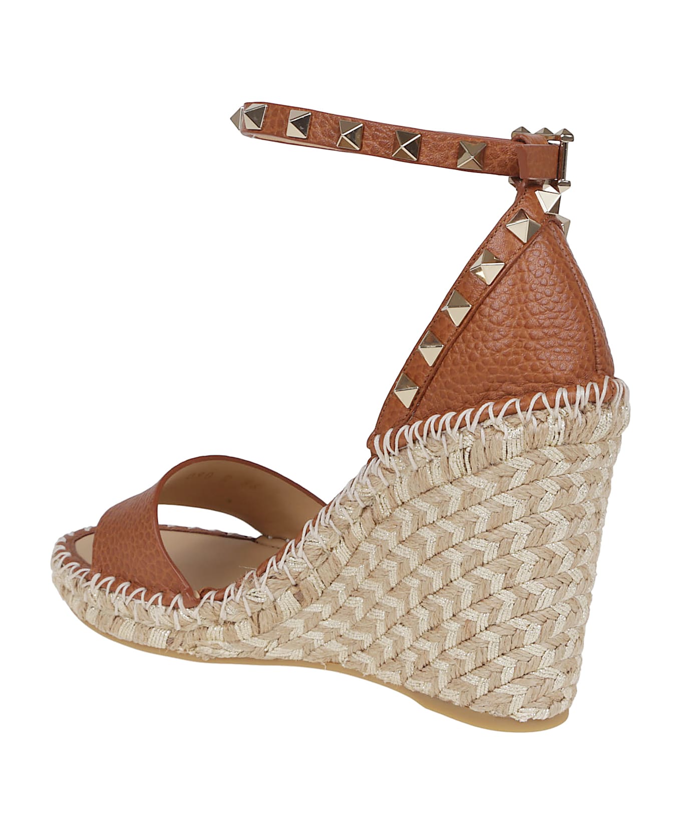 Valentino Garavani Wedge Espadrillas Rockstud Double T. 15/105 - BROWN