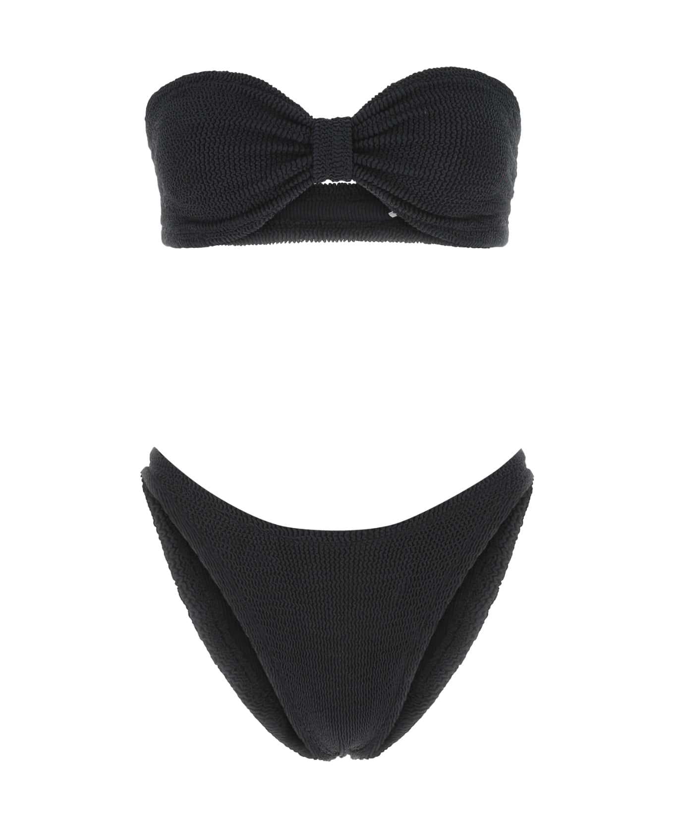 Hunza G Black Stretch Nylon Jean Bikini - BLACK