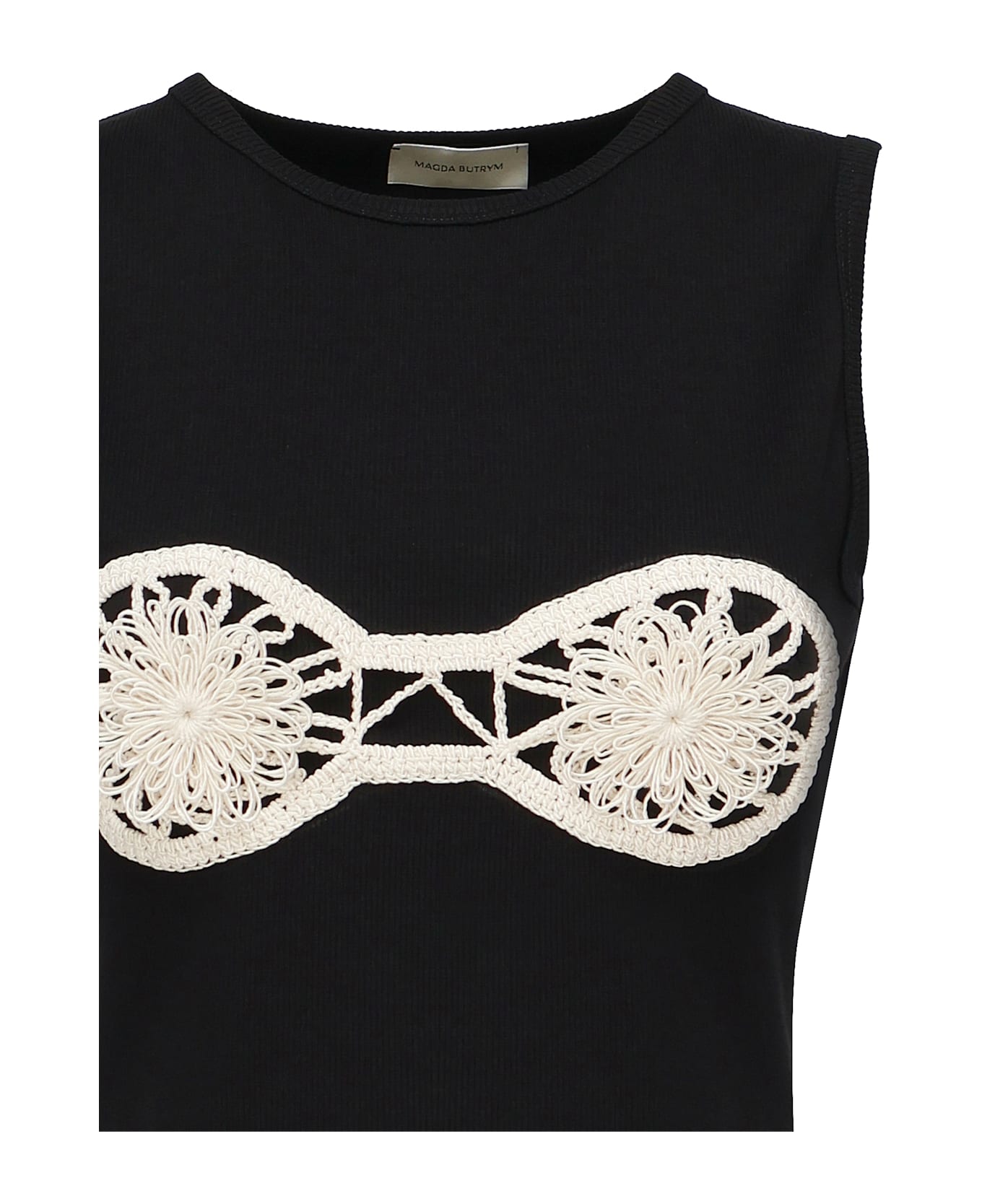 Magda Butrym Crochet Bra Tank Top - Black/cream