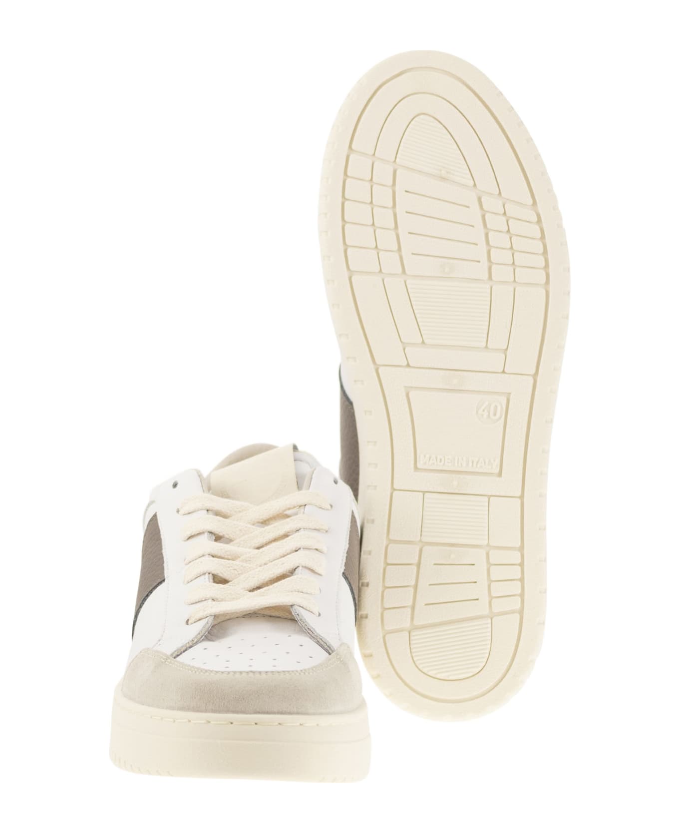 Saint Sneakers Sail - Leather And Suede Trainers - White/grey
