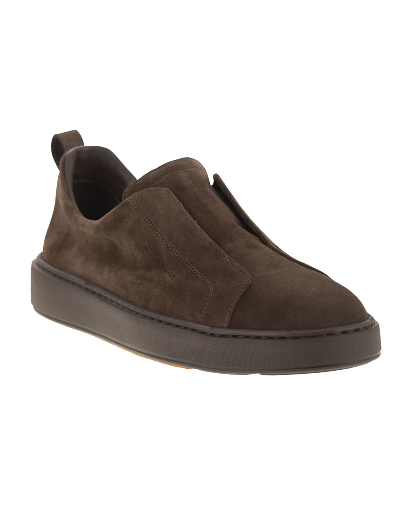 Santoni Suede Slip-on Trainer - Dark Brown
