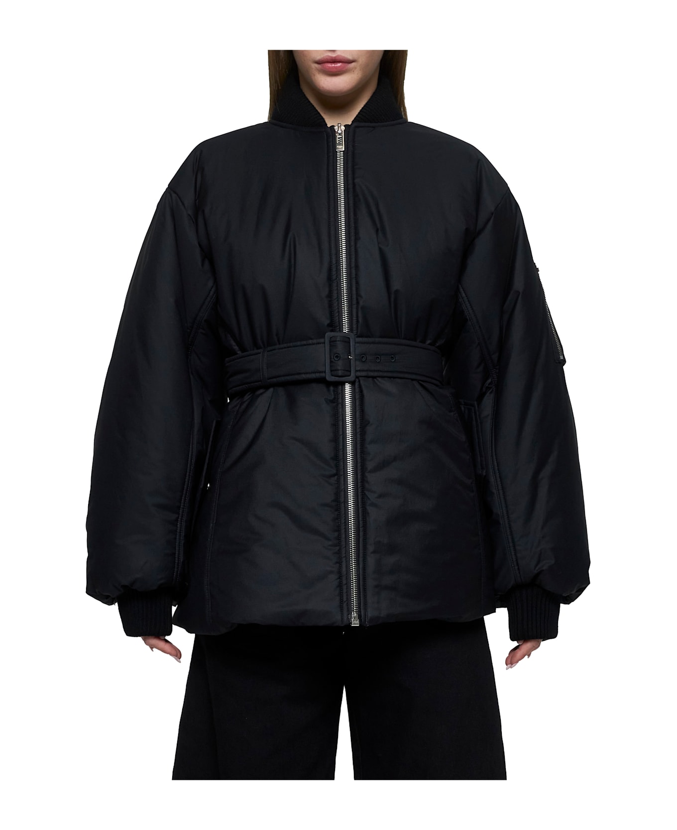 Alaia Black Technical Twill Belted Bomber Jacket - Noir alaia