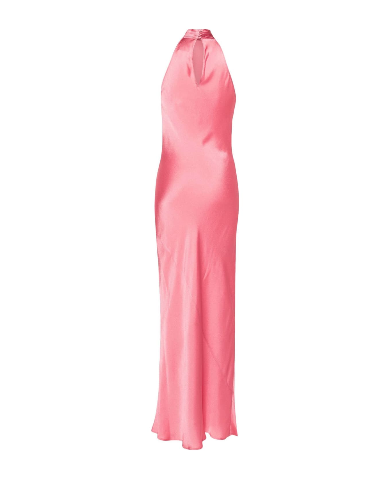 SEMICOUTURE Pastel Pink Silk Satin Flared Dress - Pink