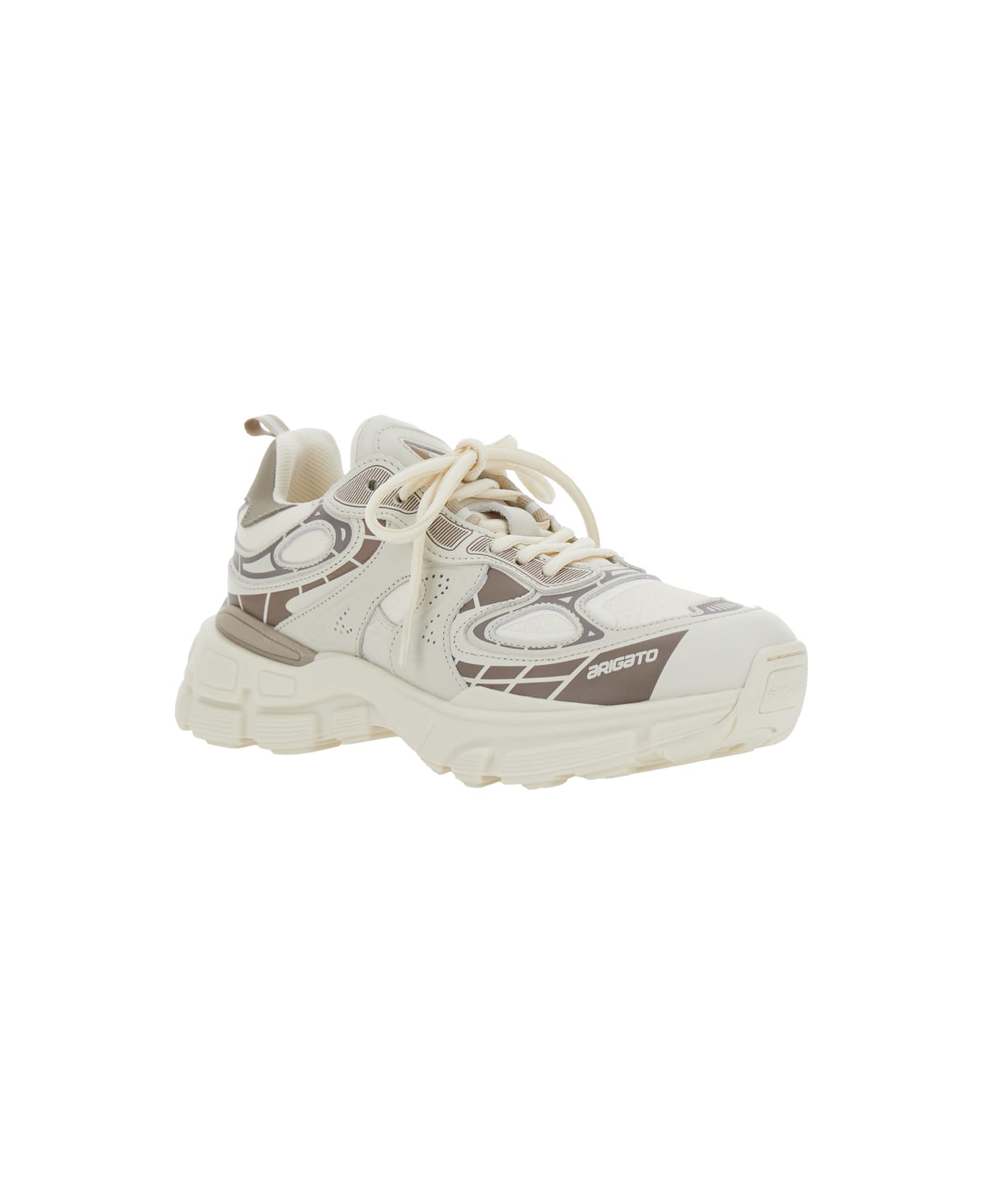 Axel Arigato 
sphere Trip Running
 Beige Sneakers With Chunky Sole And Logo On Tongue In Leather And Fabric Blend Woman - BEIGE/ BEIGE