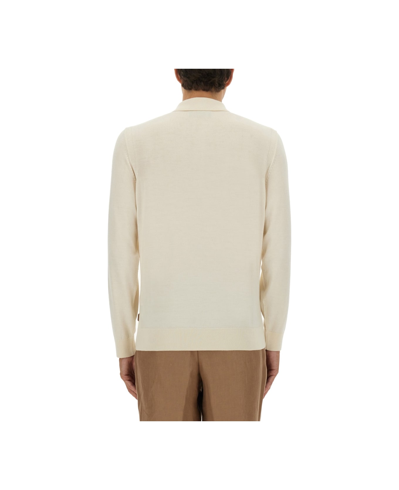 Hugo Boss Knitted Polo. - IVORY