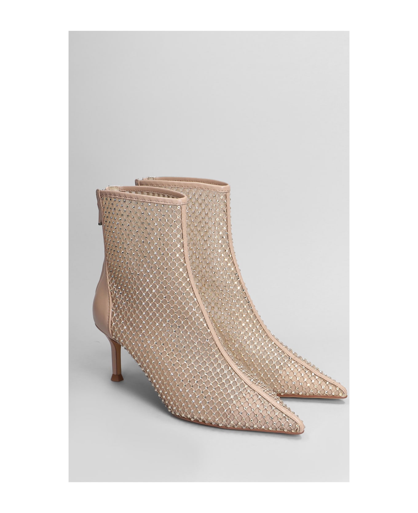 Lola Cruz Gilda Boots 65 High Heels Ankle Boots In Powder Leather - powder