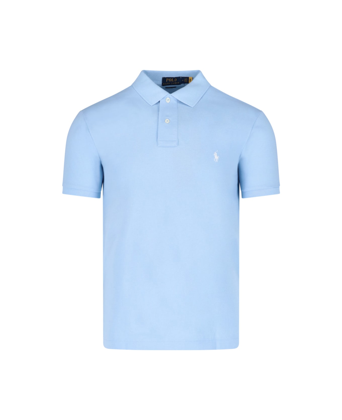 Polo Ralph Lauren Sky Blue And Navy Blue Slim-fit Pique Polo Shirt - Blu