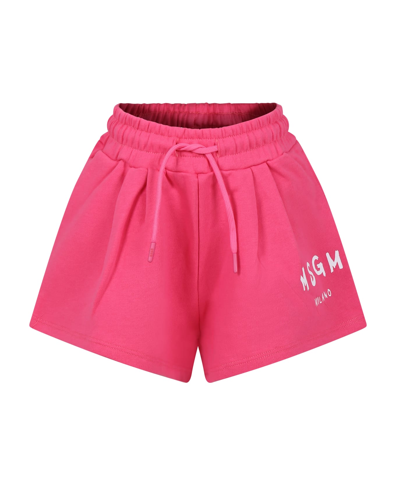 MSGM Fuchsia Shorts For Girl With Logo - Fuchsia ボトムス