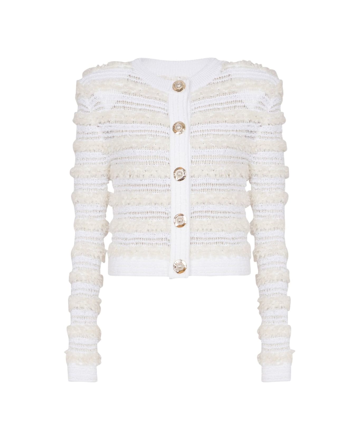 Balmain Tweed Cardigan - White