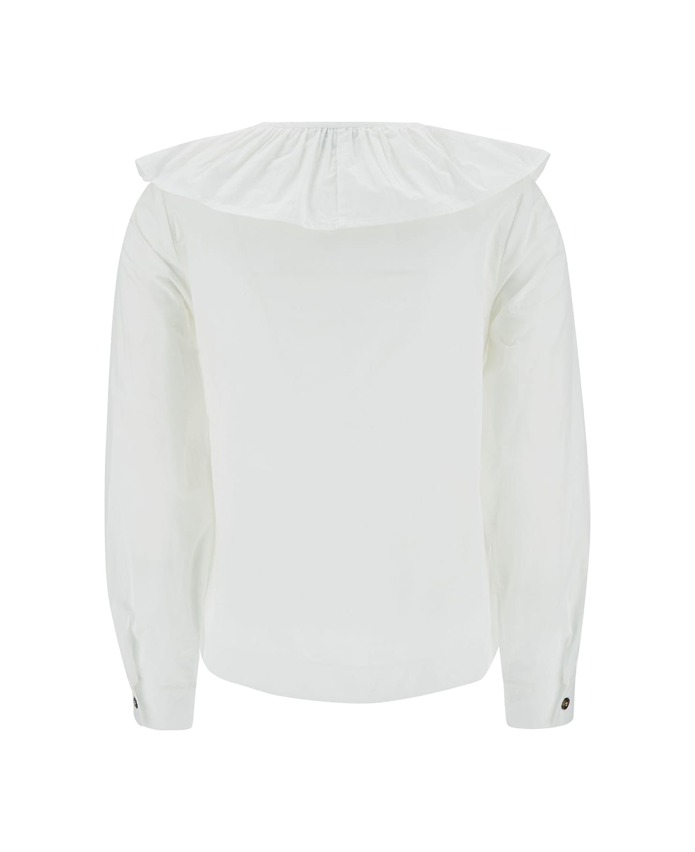Ganni White Cotton Shirt - BRIGHT WHITE シャツ