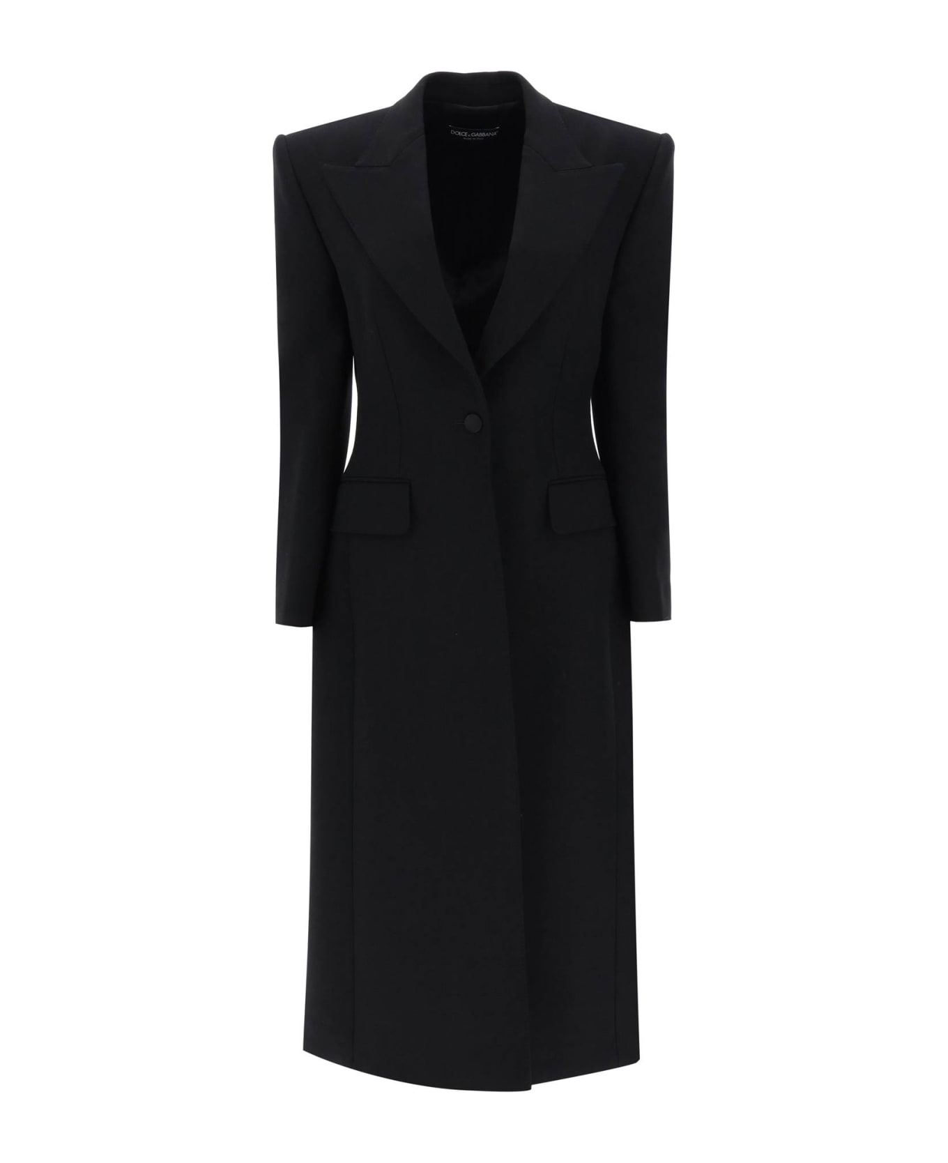 Dolce & Gabbana Wool Cady Shaped Coat - Black コート