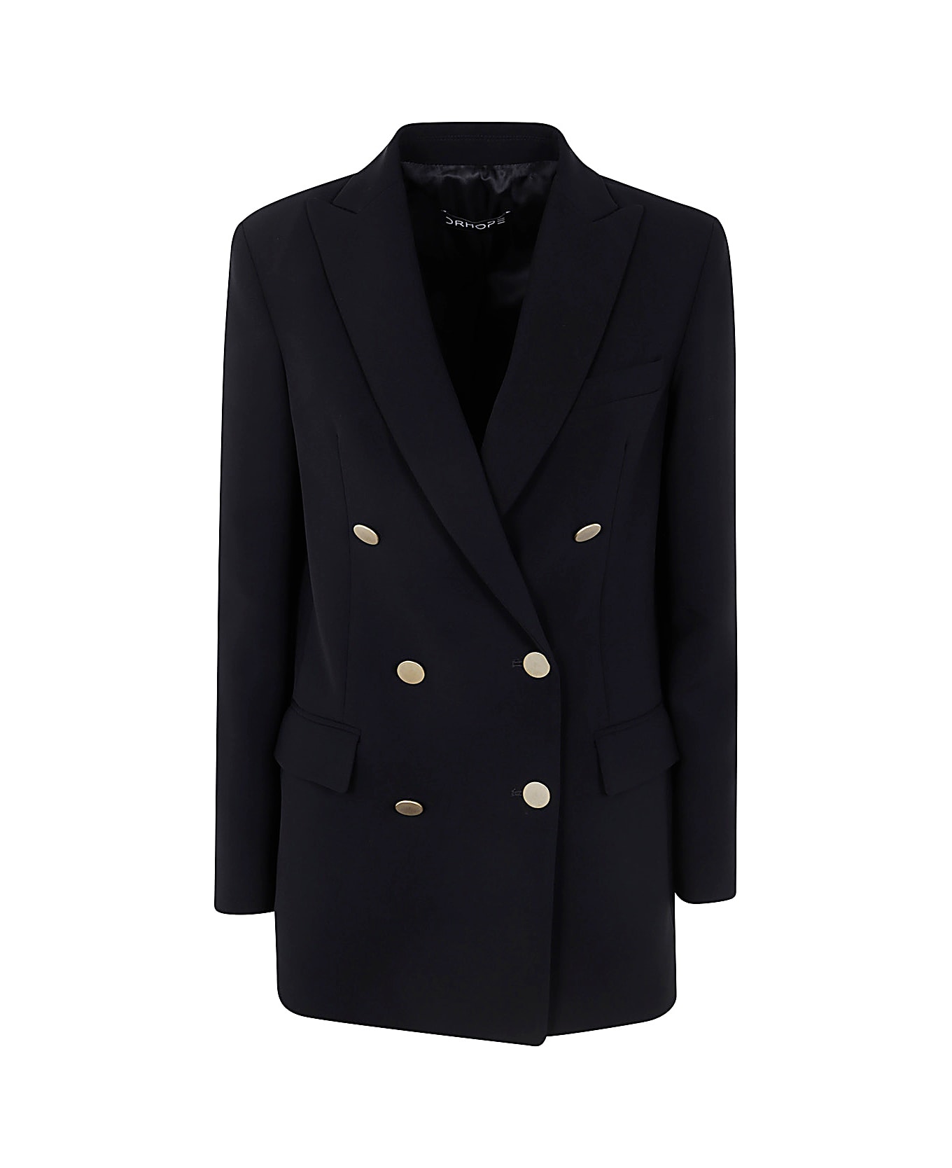 Drhope Gold Bott. Double Breasted Coat - Black