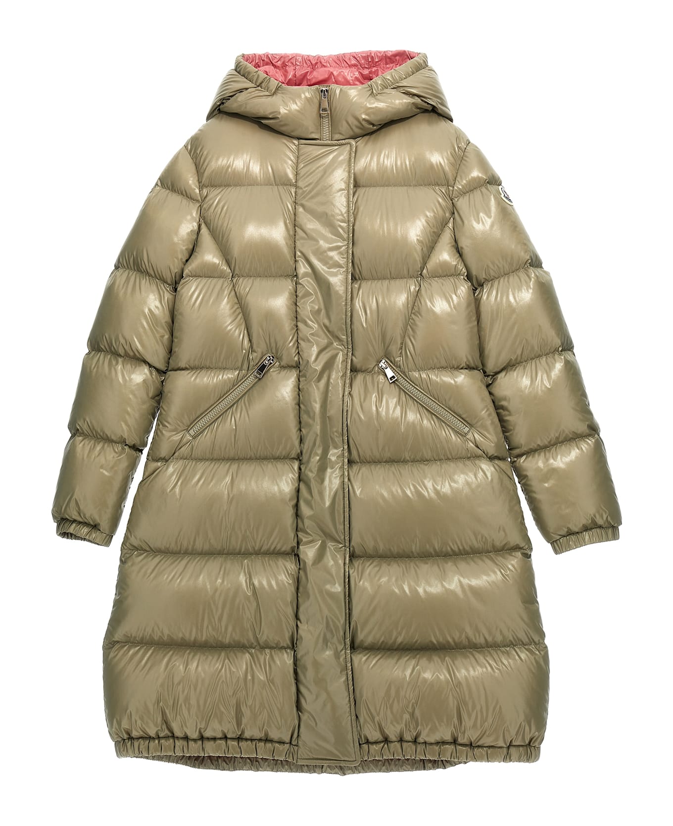 Moncler 'bellevue' Long Down Jacket - Beige