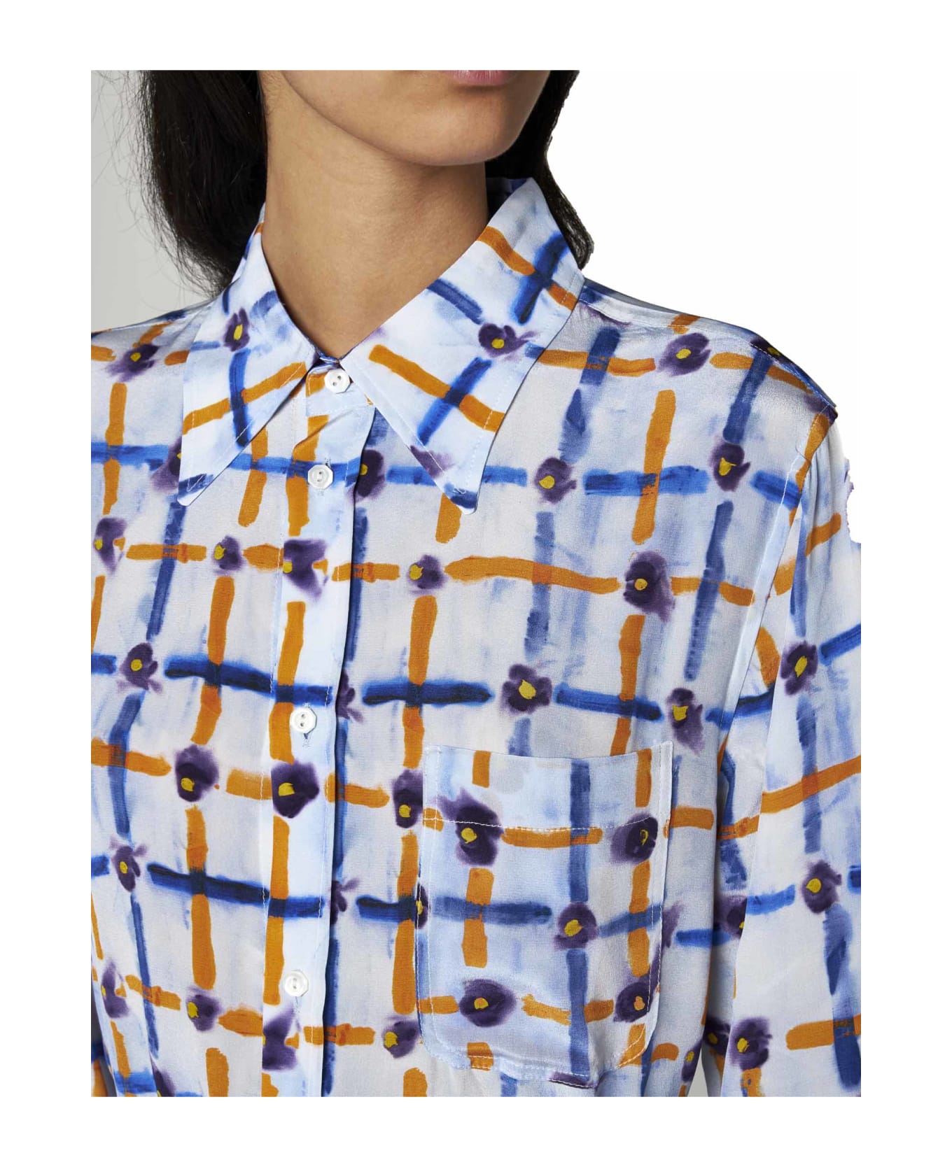 Marni Print Silk Shirt - Light Blue