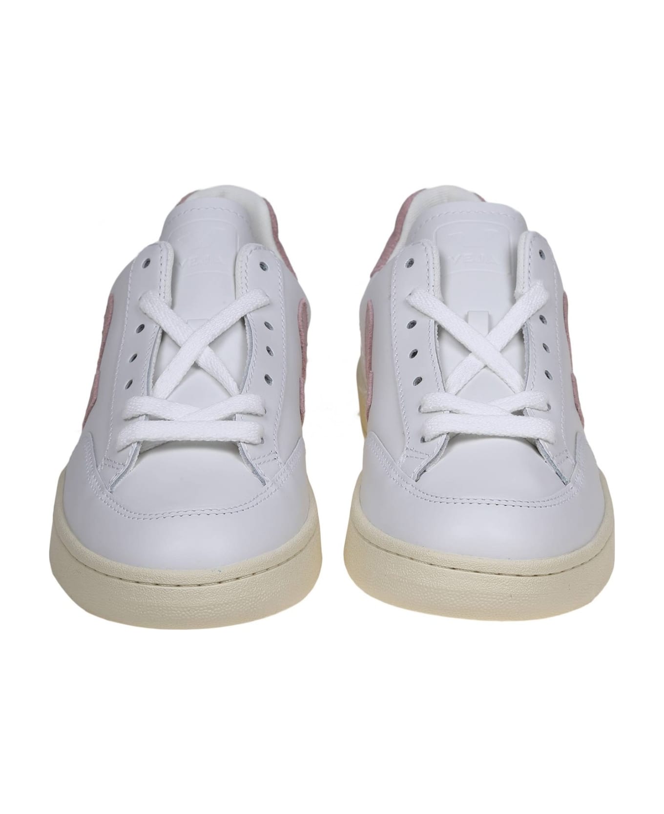 Veja V 12 Sneakers In White/pink Leather - White/Rose