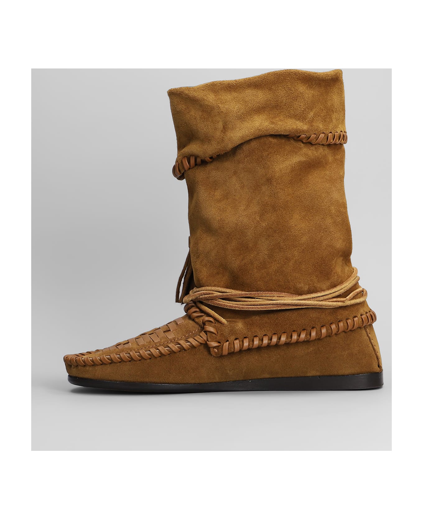 Isabel Marant Winki Low Heels Boots In Brown Suede - COGNAC