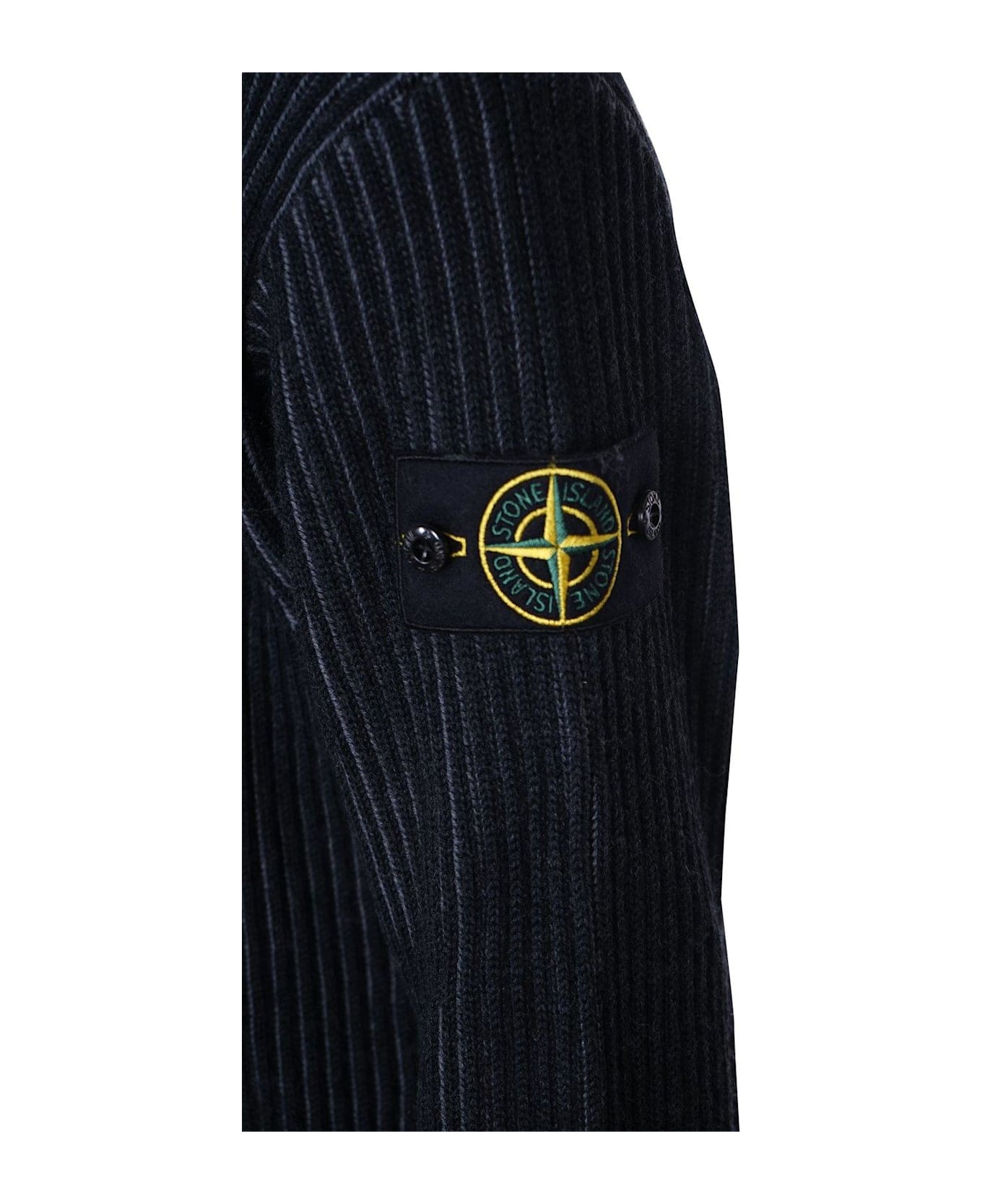 Stone Island Logo Patch Crewneck Jumper - MELANGE CHARCOAL