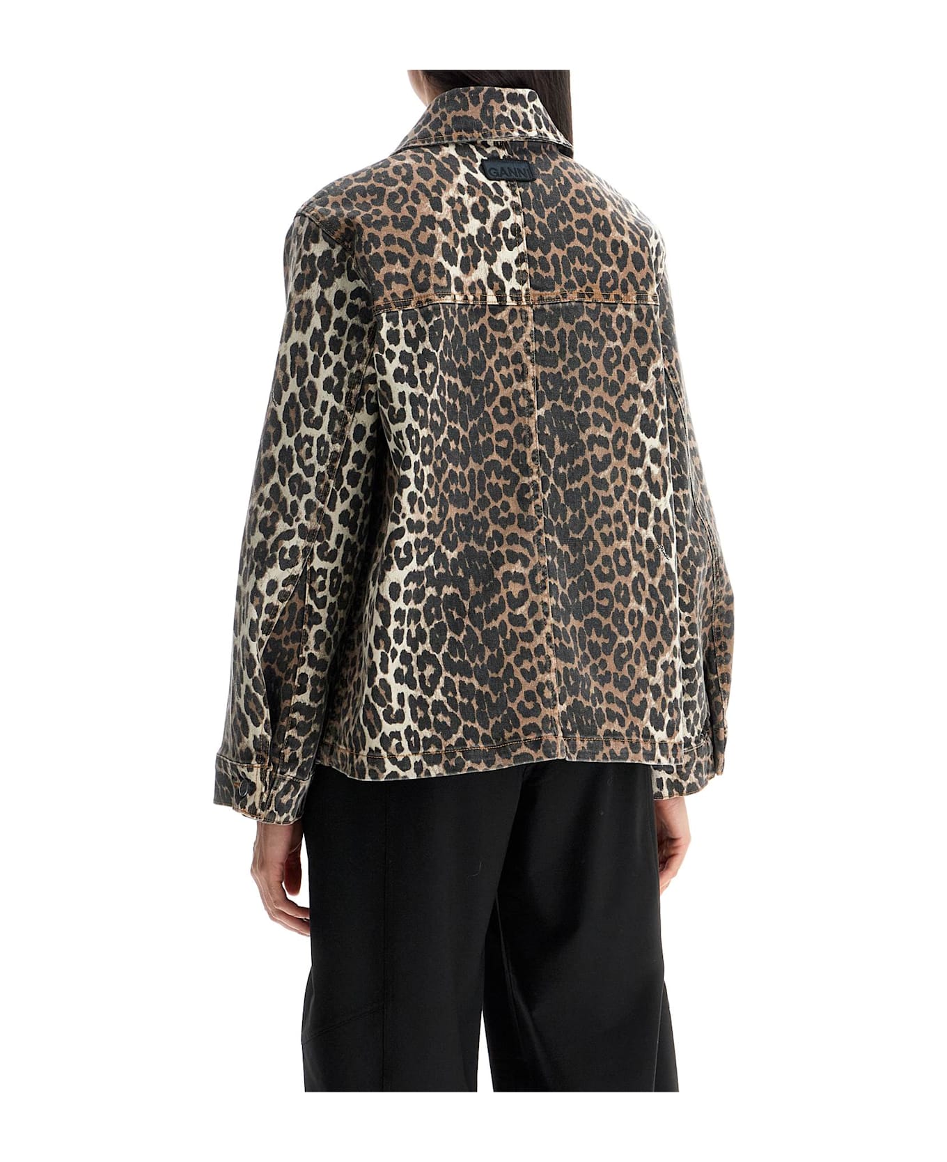 Ganni 
leopard Print Denim Jacket
 - LEOPARD (Brown)