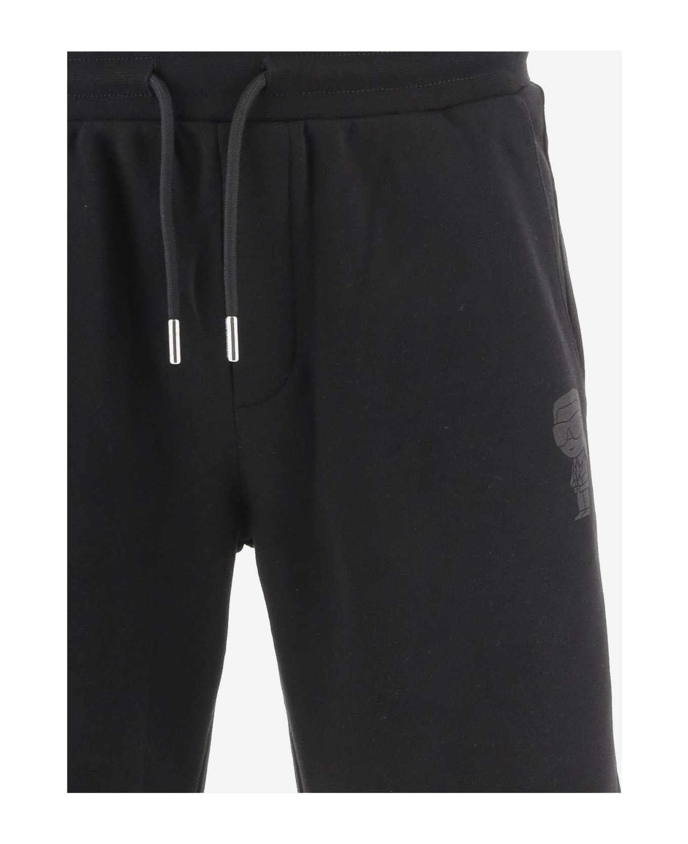 Karl Lagerfeld Cotton Blend Logo Shorts - Black