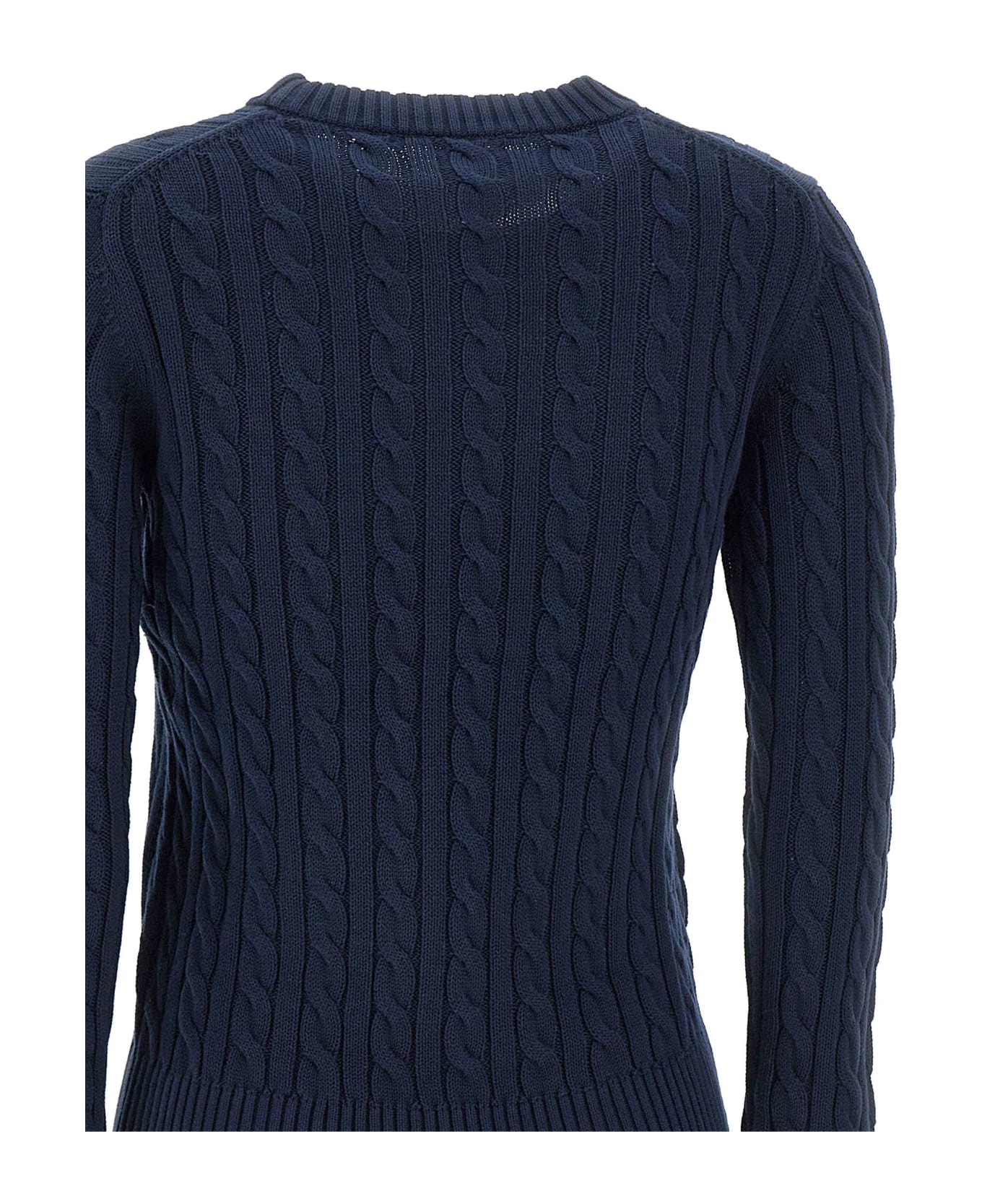 Sun 68 "round Neck Cable" Cotton Sweater - BLUE