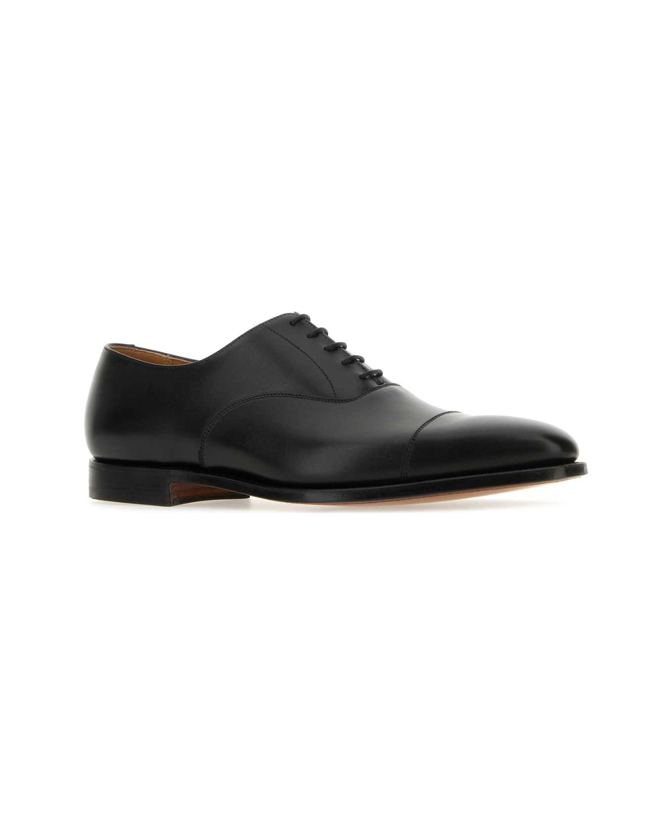 Crockett & Jones Black Leather Hallam Lace-up Shoes - BLACK ローファー＆デッキシューズ