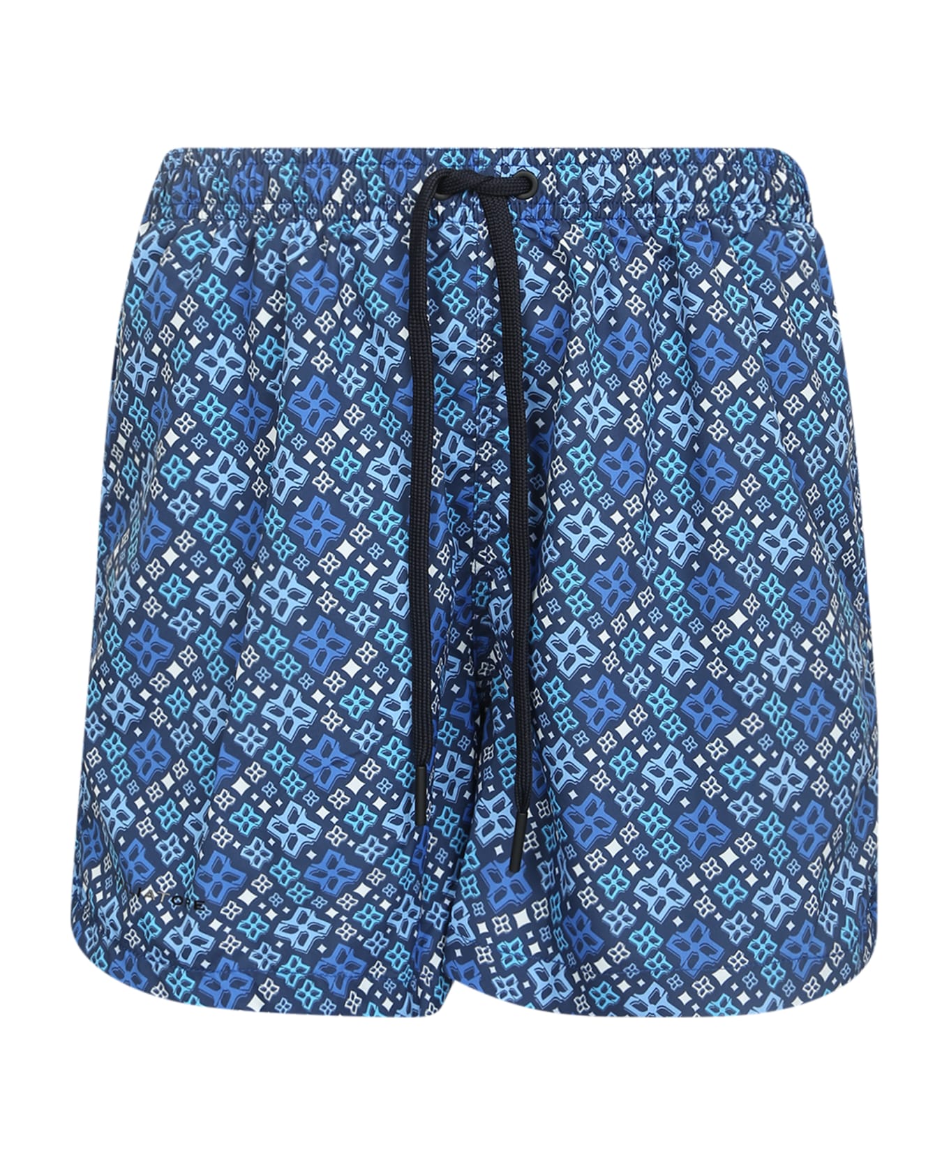 Tagliatore Pattern-print Swim Shorts - Blue